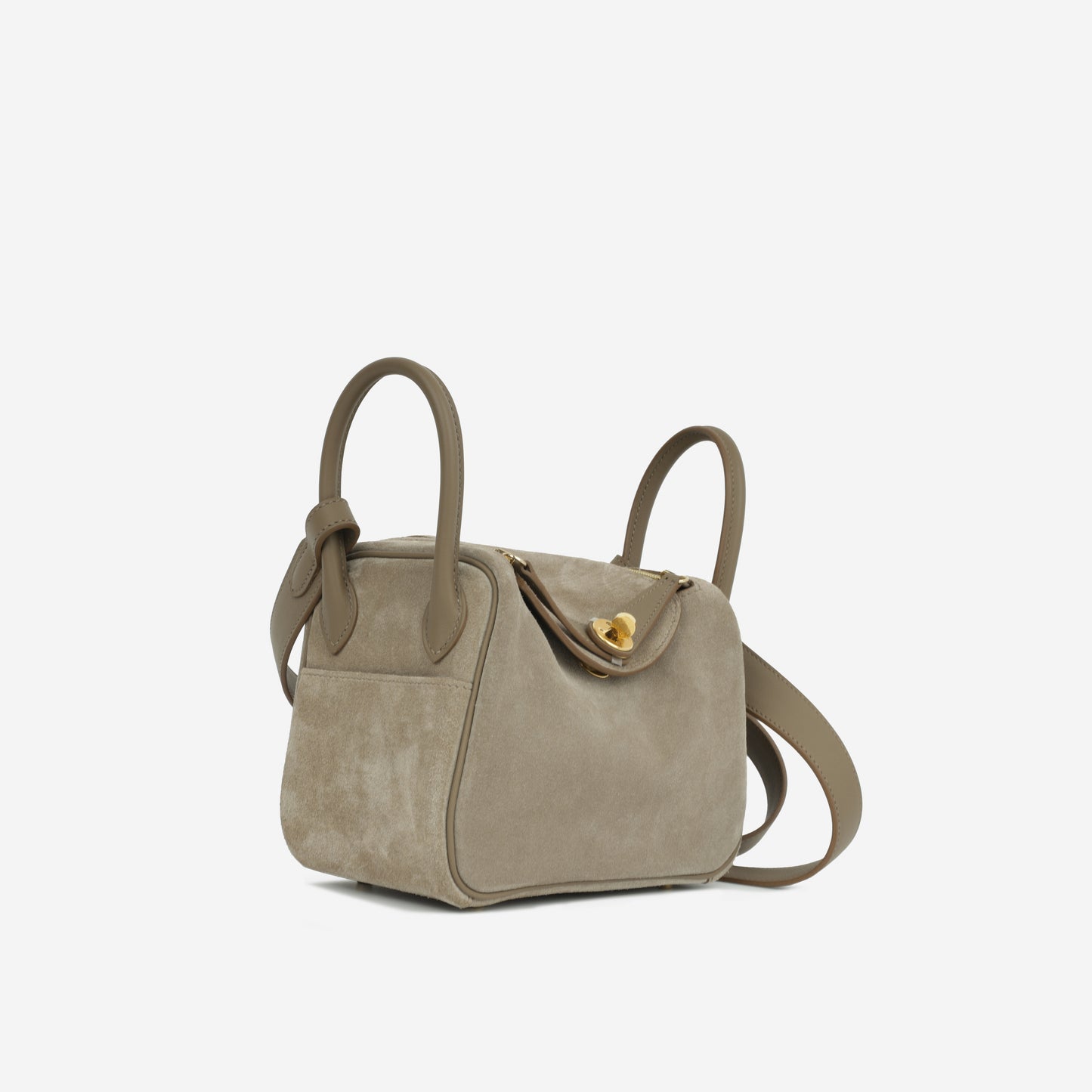 Hermès Mini Lindy - Gris Caillou / Etoupe Swift | Gold Hardware