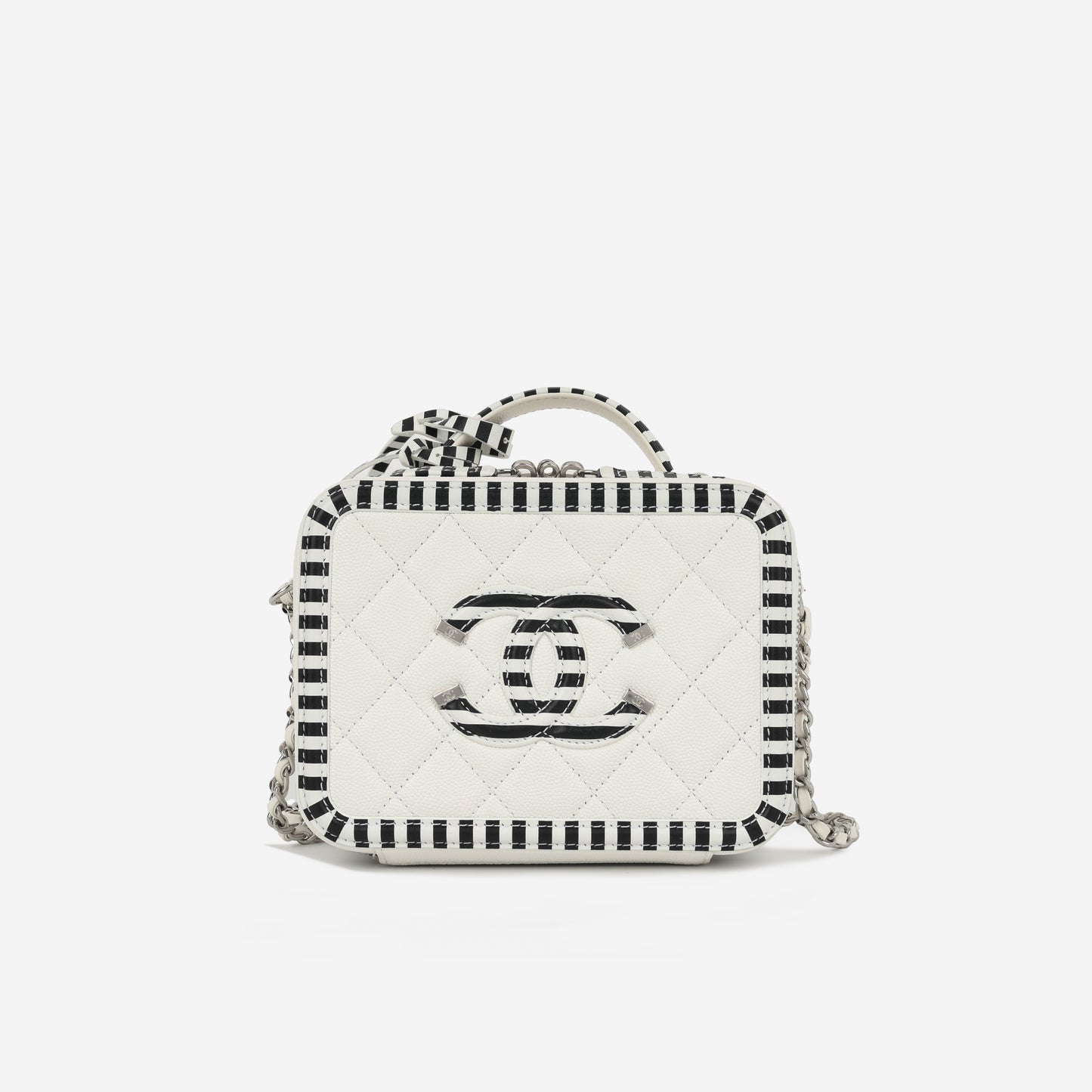 Chanel Striped Small Filigree CC Vanity Case