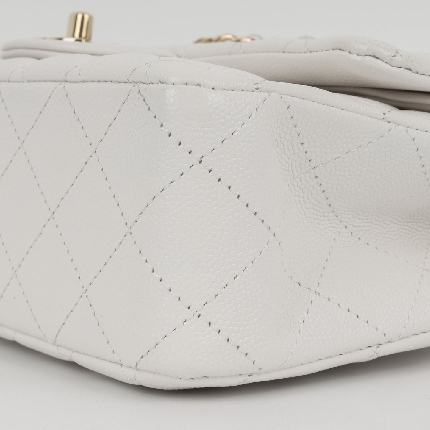 Chanel Medium Classic Flap - White Caviar | Champagne gold hardware