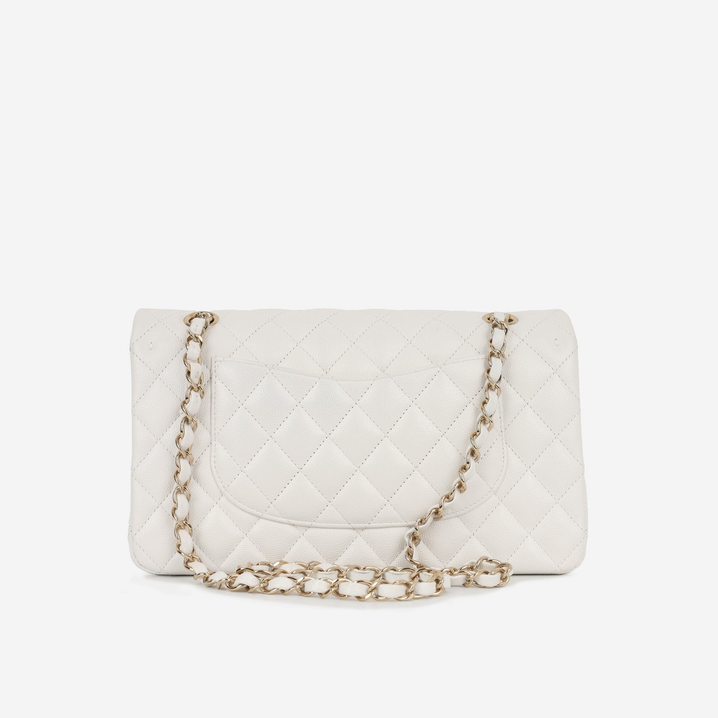 Chanel Medium Classic Flap - White Caviar | Champagne gold hardware