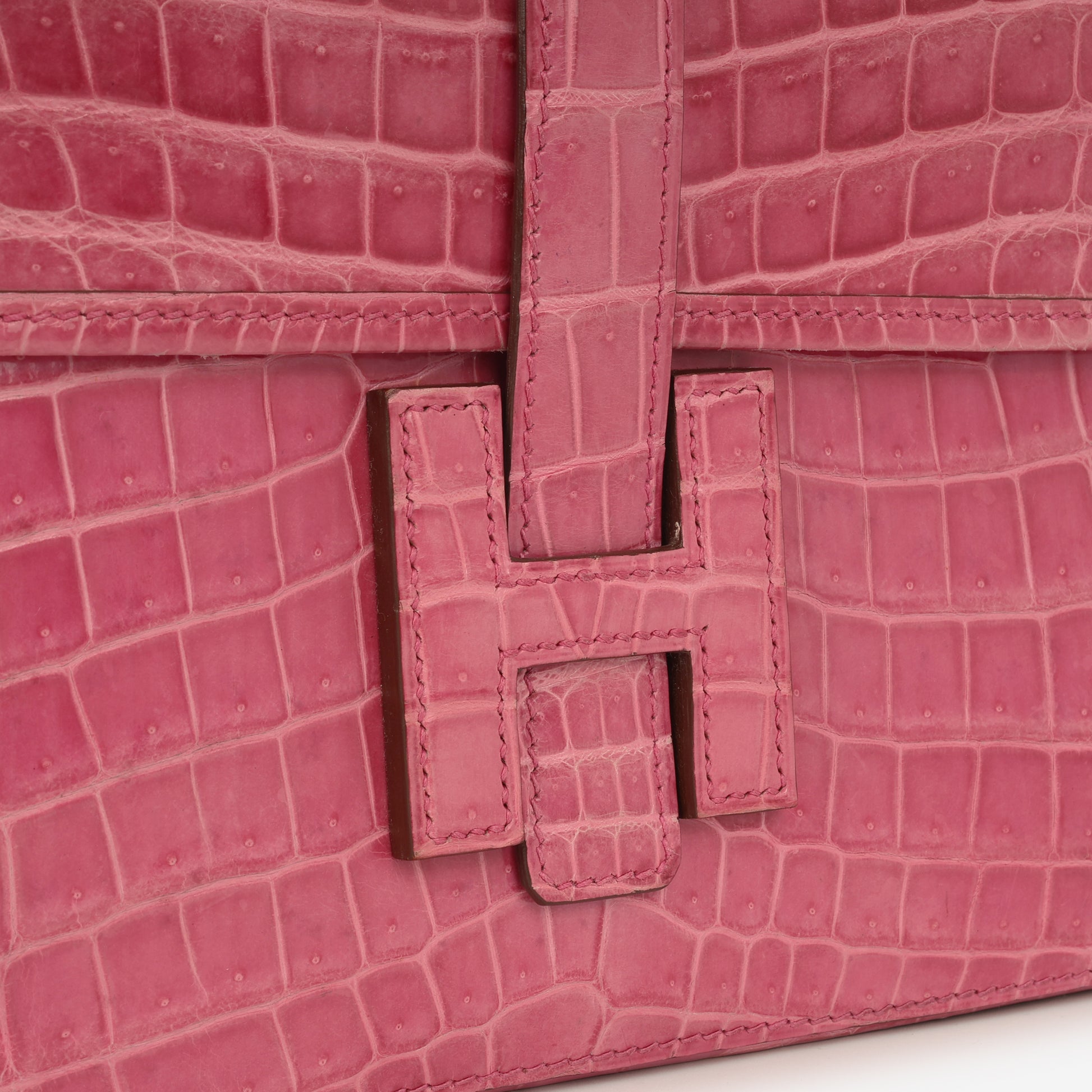 Hermès Jige 29 Clutch – Rose Indien Shiny Crocodile Leather