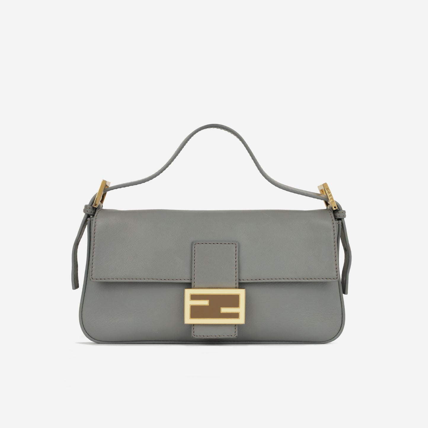 Fendi Medium Baguette Grey Lambskin | Gold Hardware