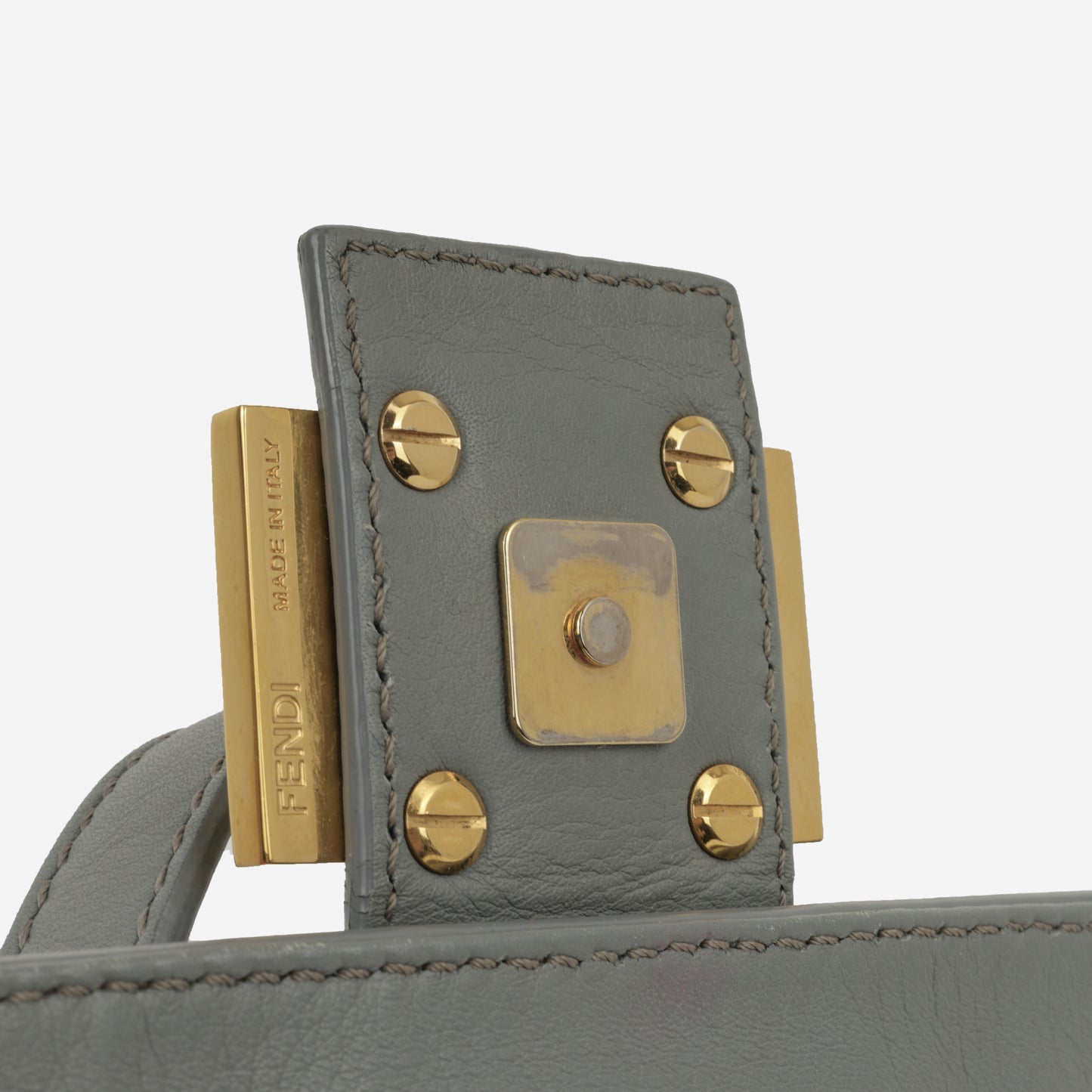 Fendi Medium Baguette Grey Lambskin | Gold Hardware