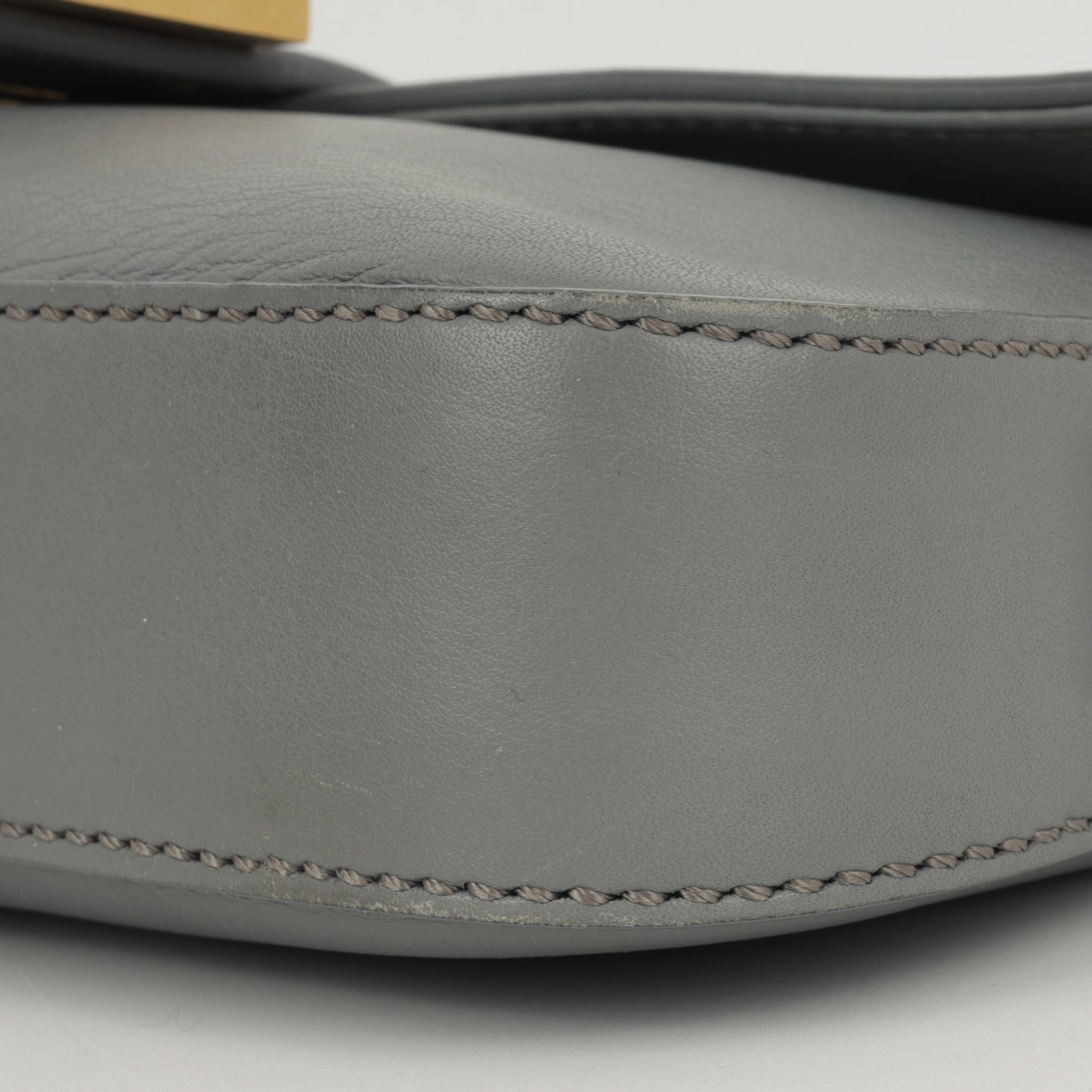 Fendi Medium Baguette Grey Lambskin | Gold Hardware