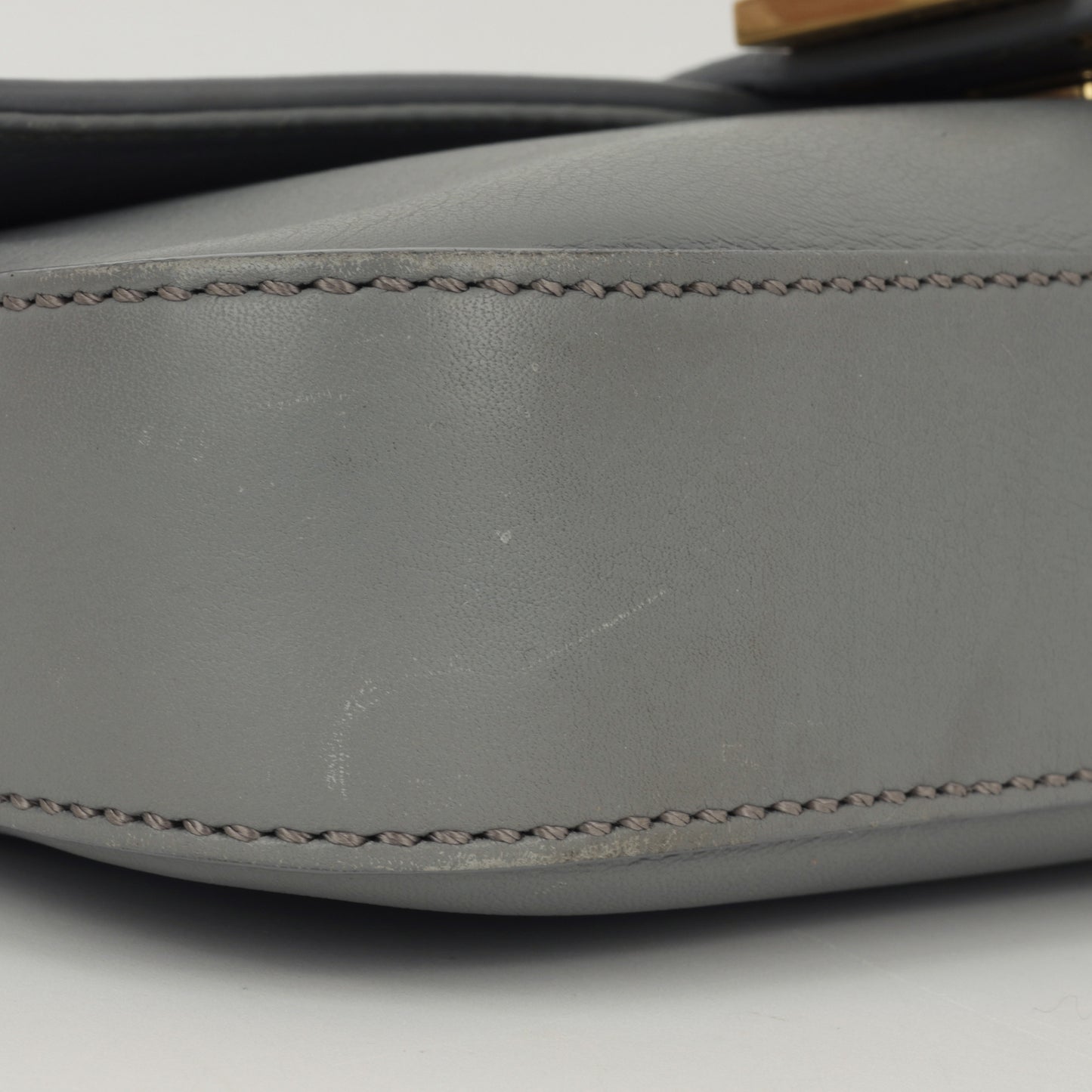 Fendi Medium Baguette Grey Lambskin | Gold Hardware