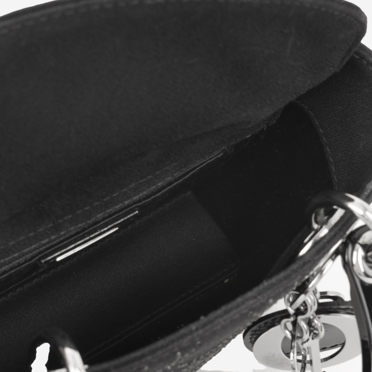 Vintage Mini Lady Dior - Black Satin & Strass | Silver Hardware