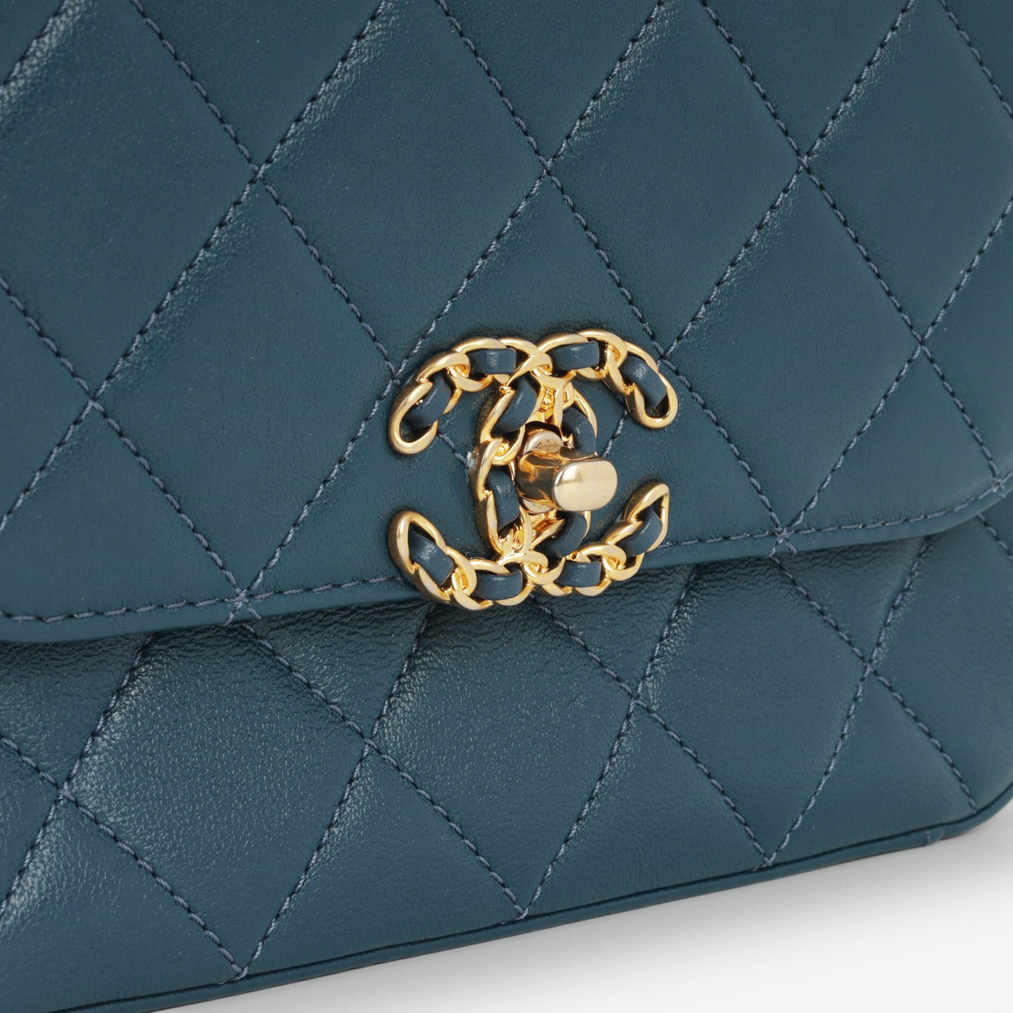 Chanel Infinity Top Handle - Blue Calfskin | Gold Hardware