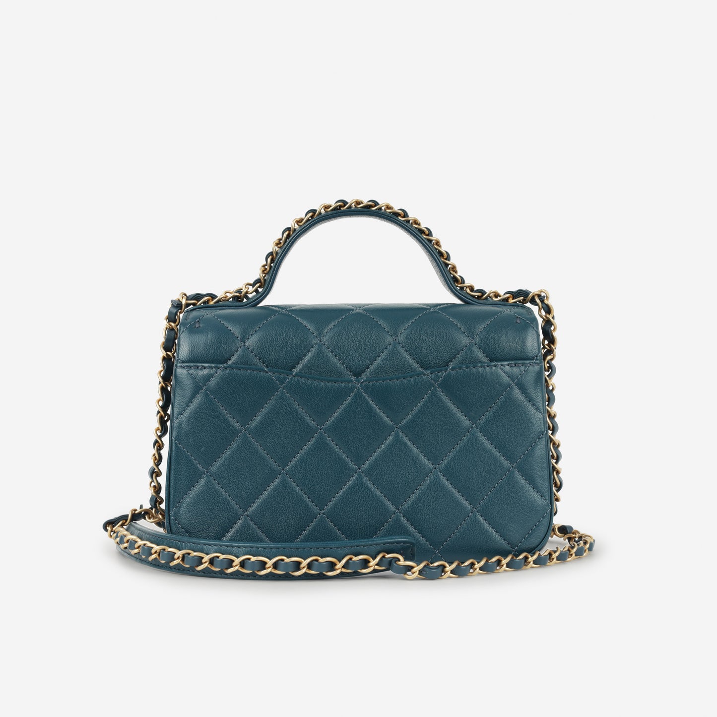 Chanel Infinity Top Handle - Blue Calfskin | Gold Hardware