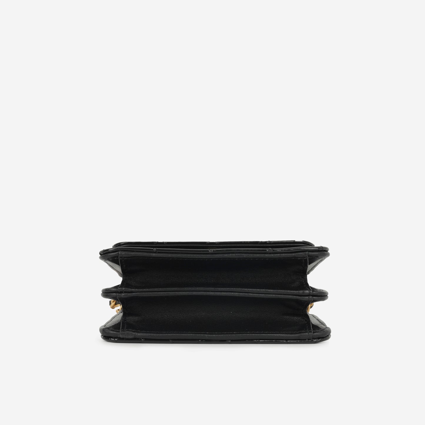Chanel Micro Top Handle Clutch On Chain - Black Patent Calfskin | Gold Hardware