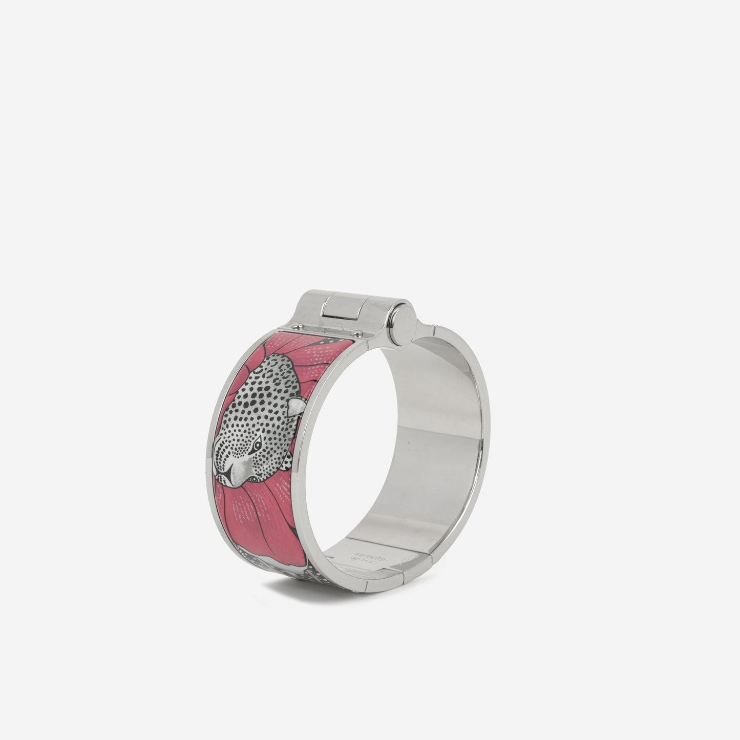 Hermès Baobab Cat Hinged Narrow Bracelet - Enamel | Palladium Plated