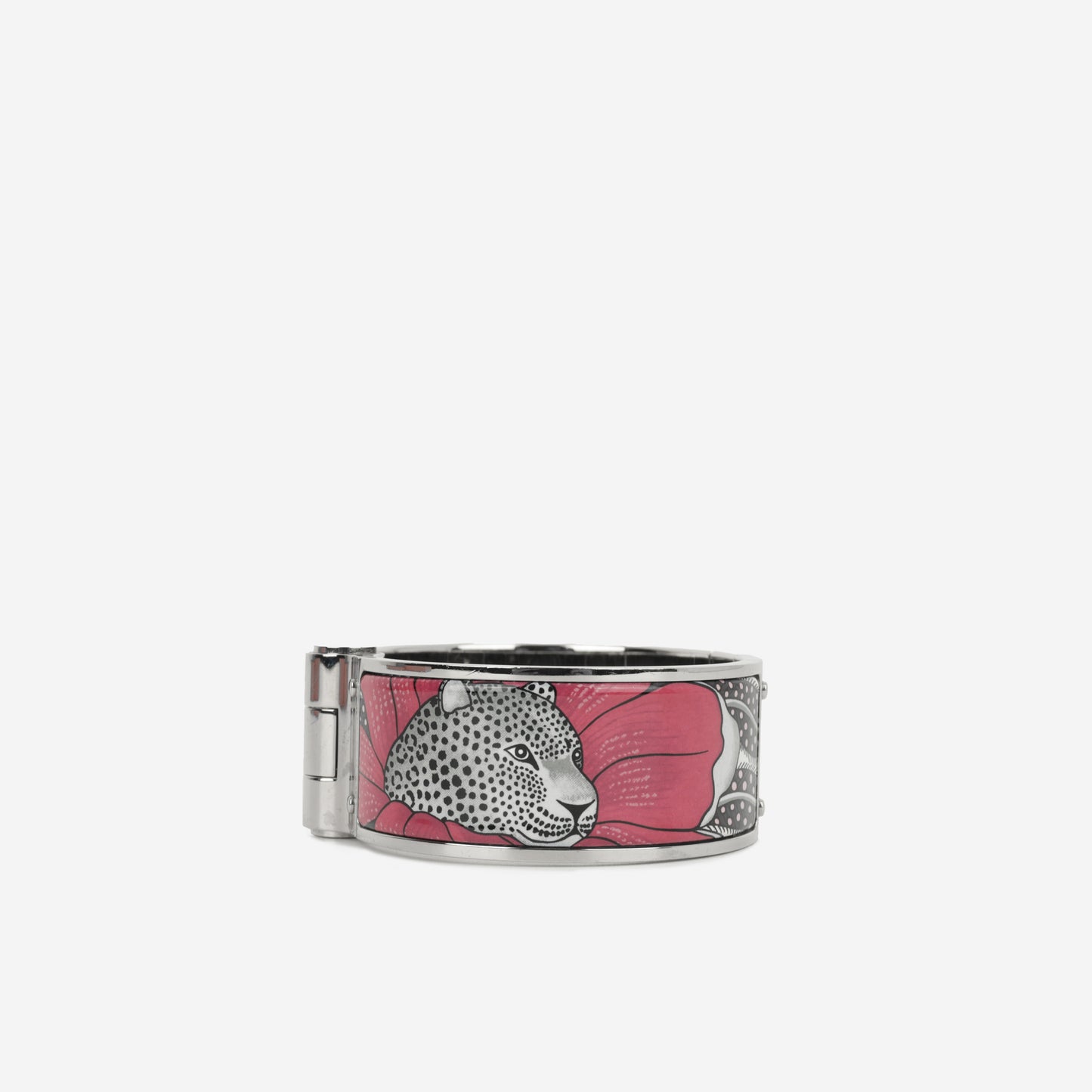 Hermès Baobab Cat Hinged Narrow Bracelet - Enamel | Palladium Plated