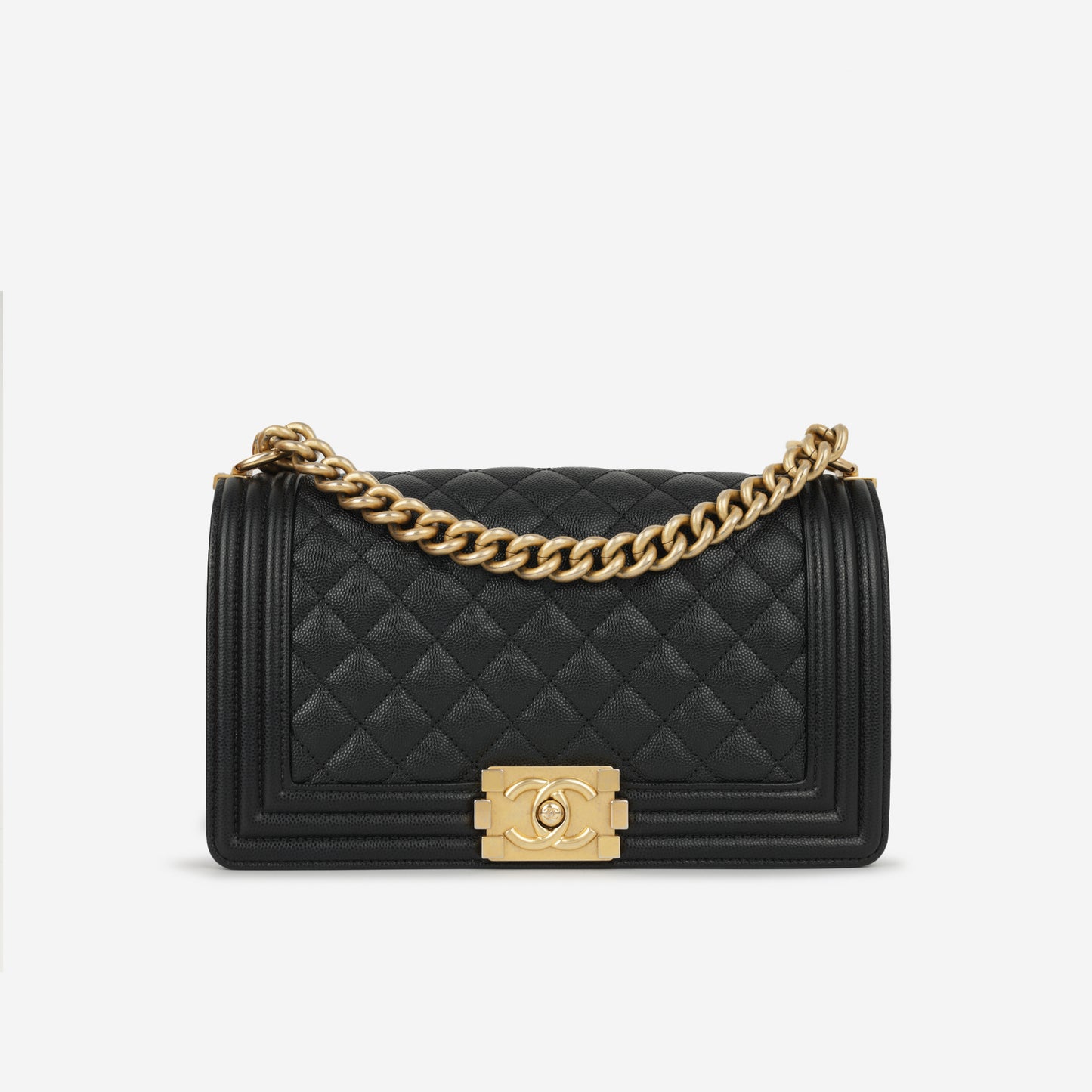 Chanel Old Medium Boy Bag - Black Caviar | Gold Hardware
