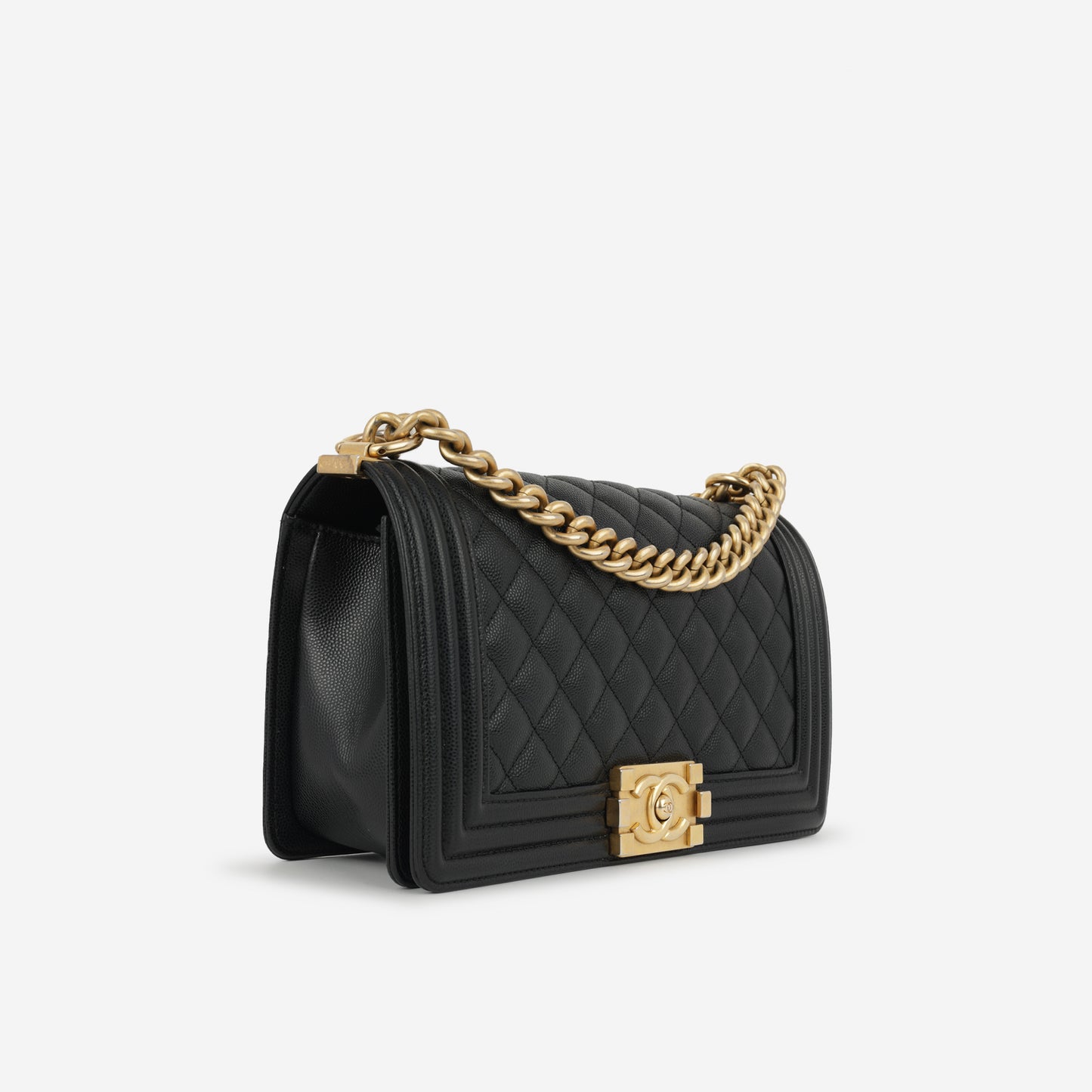 Chanel Old Medium Boy Bag - Black Caviar | Gold Hardware