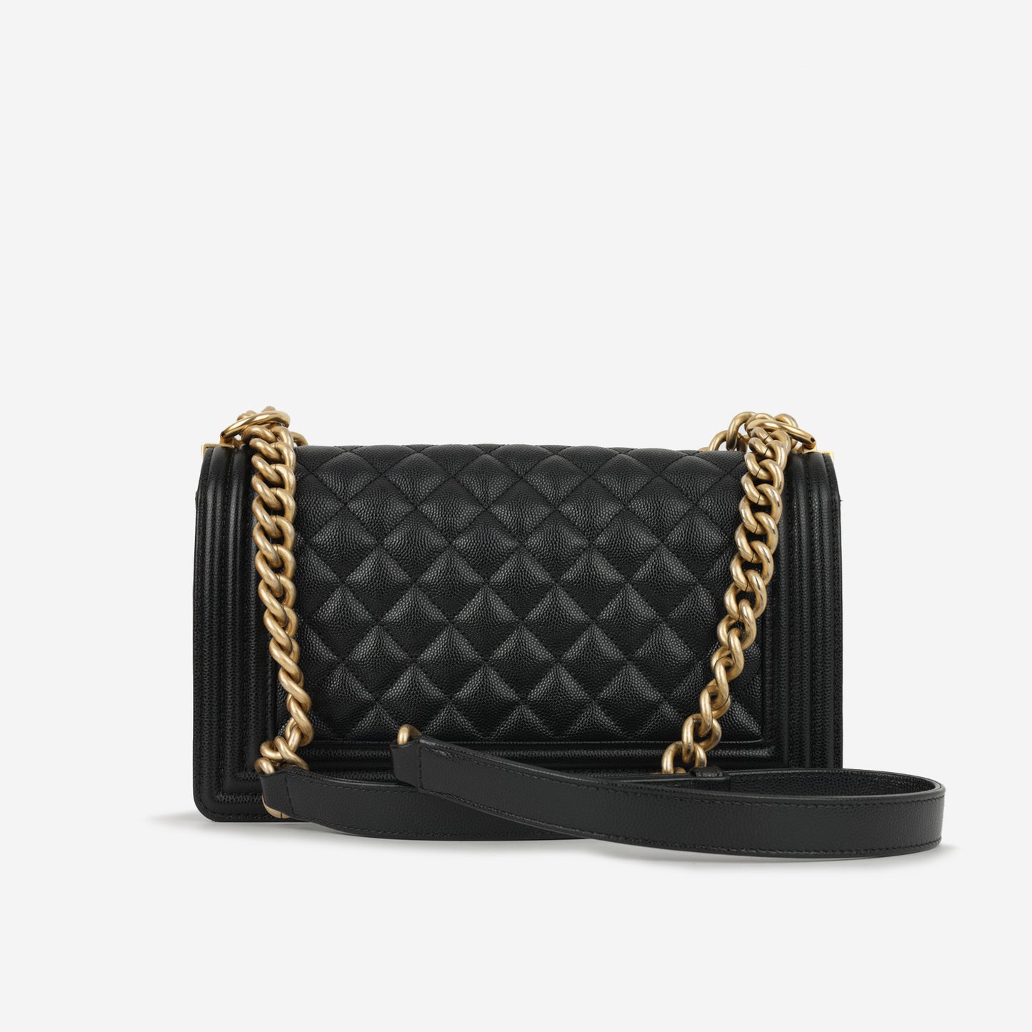 Chanel Old Medium Boy Bag - Black Caviar | Gold Hardware