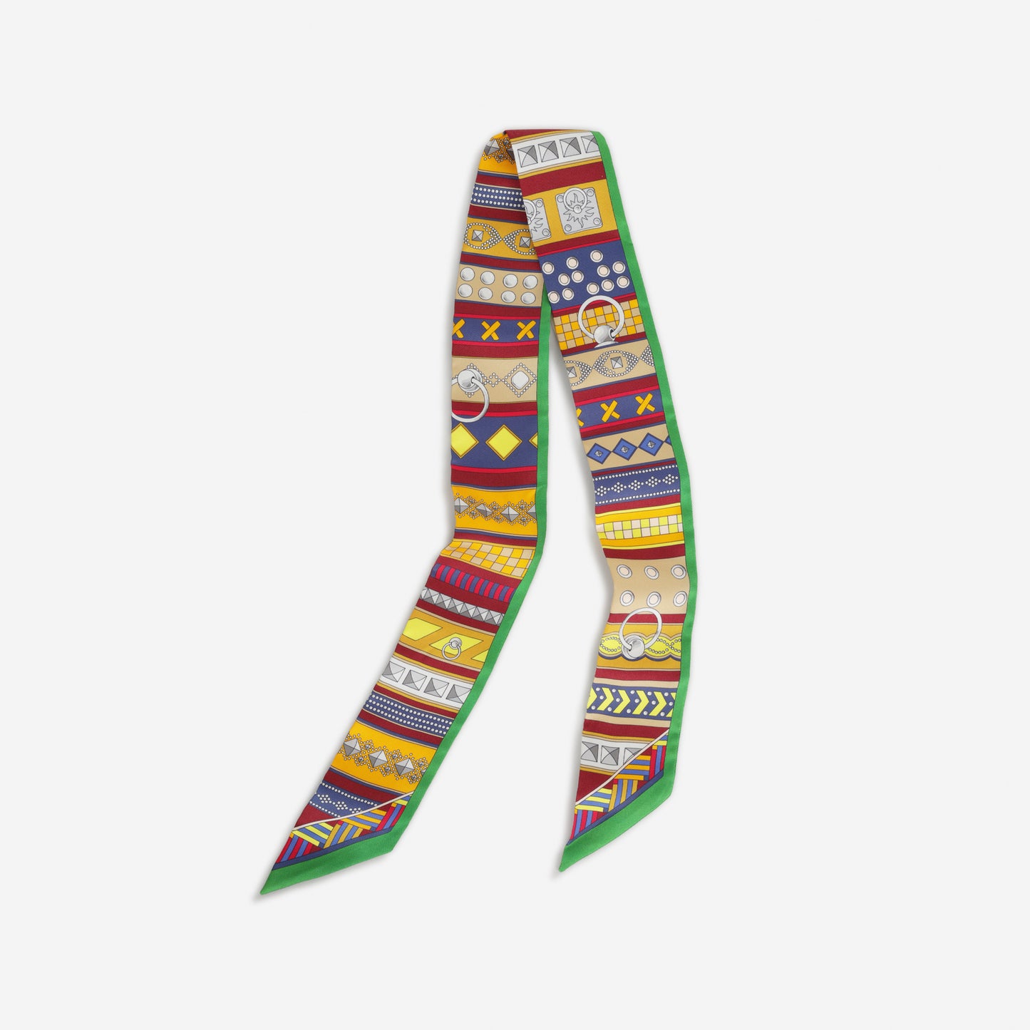 Hermès Twilly Colliers De Chiens - Vert / Bordeaux / Jaune / Marine Silk