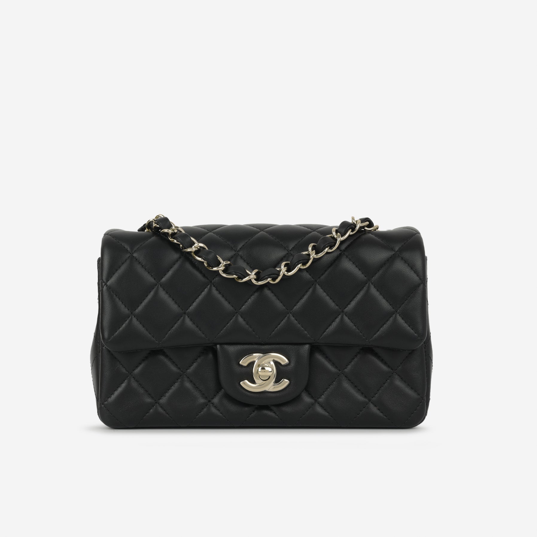 Chanel Classic Flap Bag Mini Rectangular - Black Lambskin CGHW ...