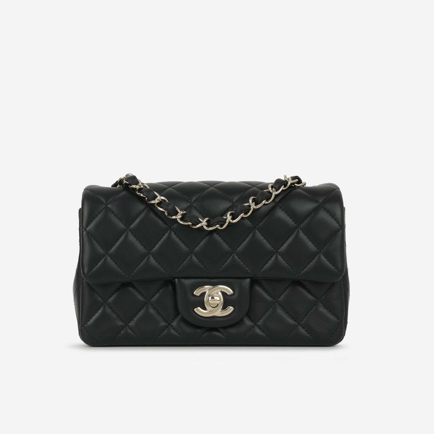 Chanel Mini Rectangular - Black Lambskin | Champagne Gold Hardware