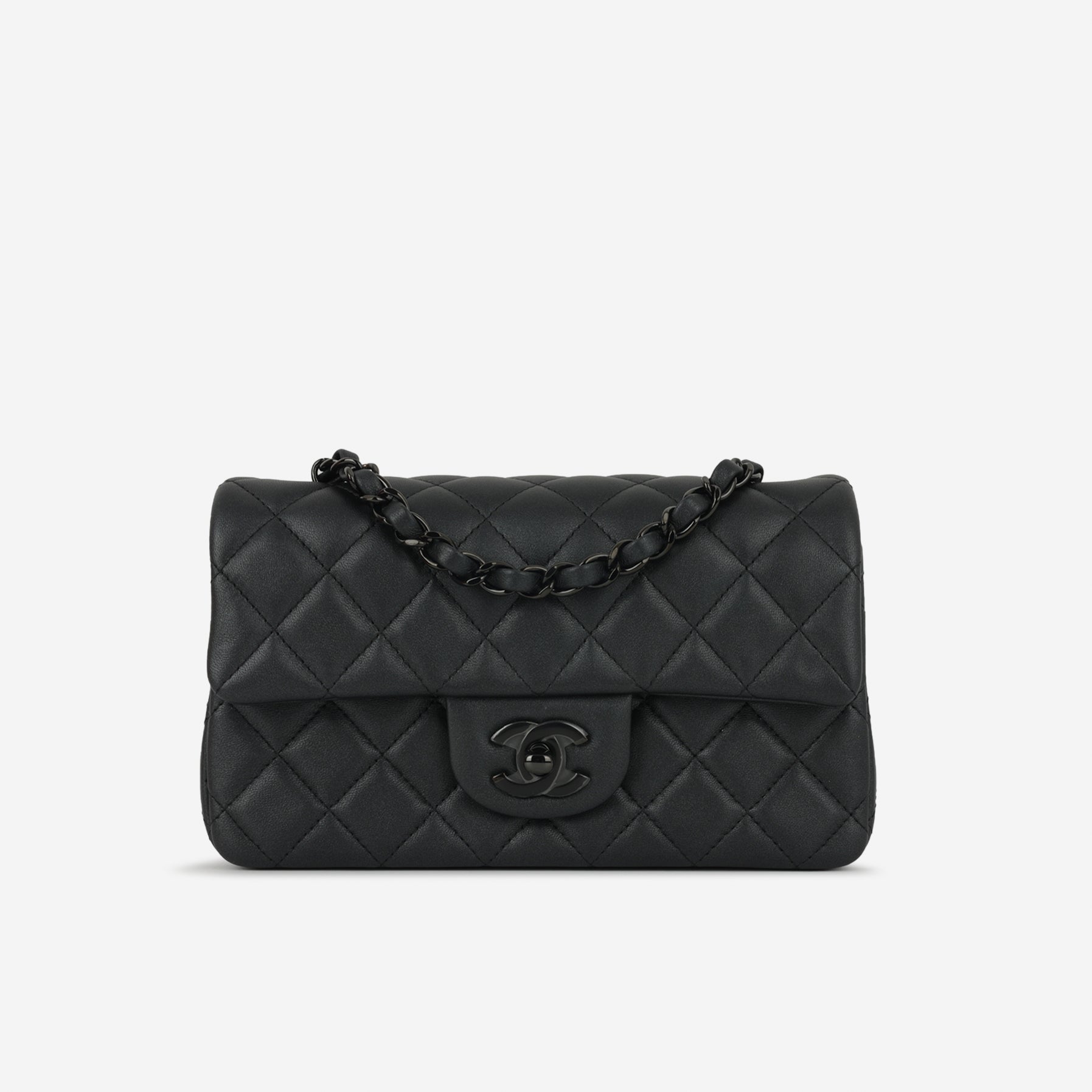 Chanel Classic Flap Bag Mini Rectangular - So Black Iridescent Lambskin ...