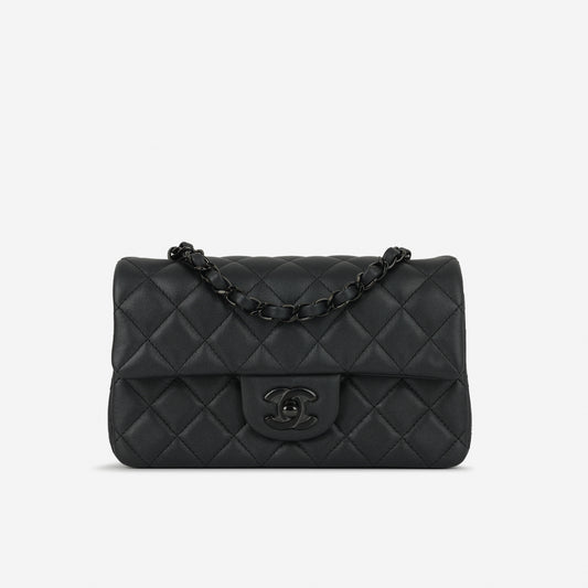 Chanel Mini Rectangular - So Black Iridescent Lambskin