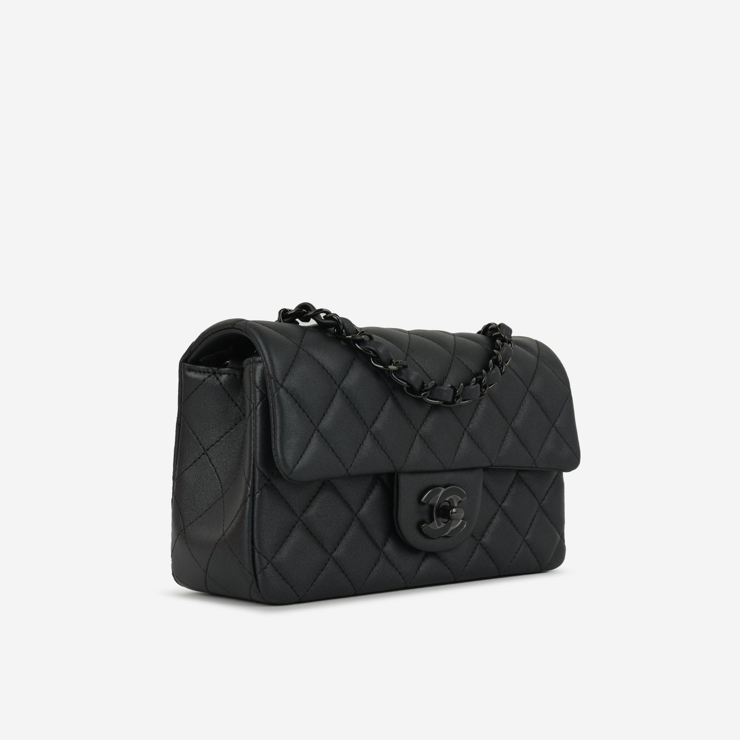 Chanel Mini Rectangular - So Black Iridescent Lambskin
