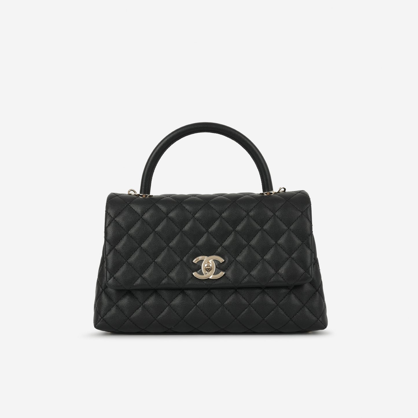 Chanel Medium Coco Handle - Black Caviar | Champagne Gold