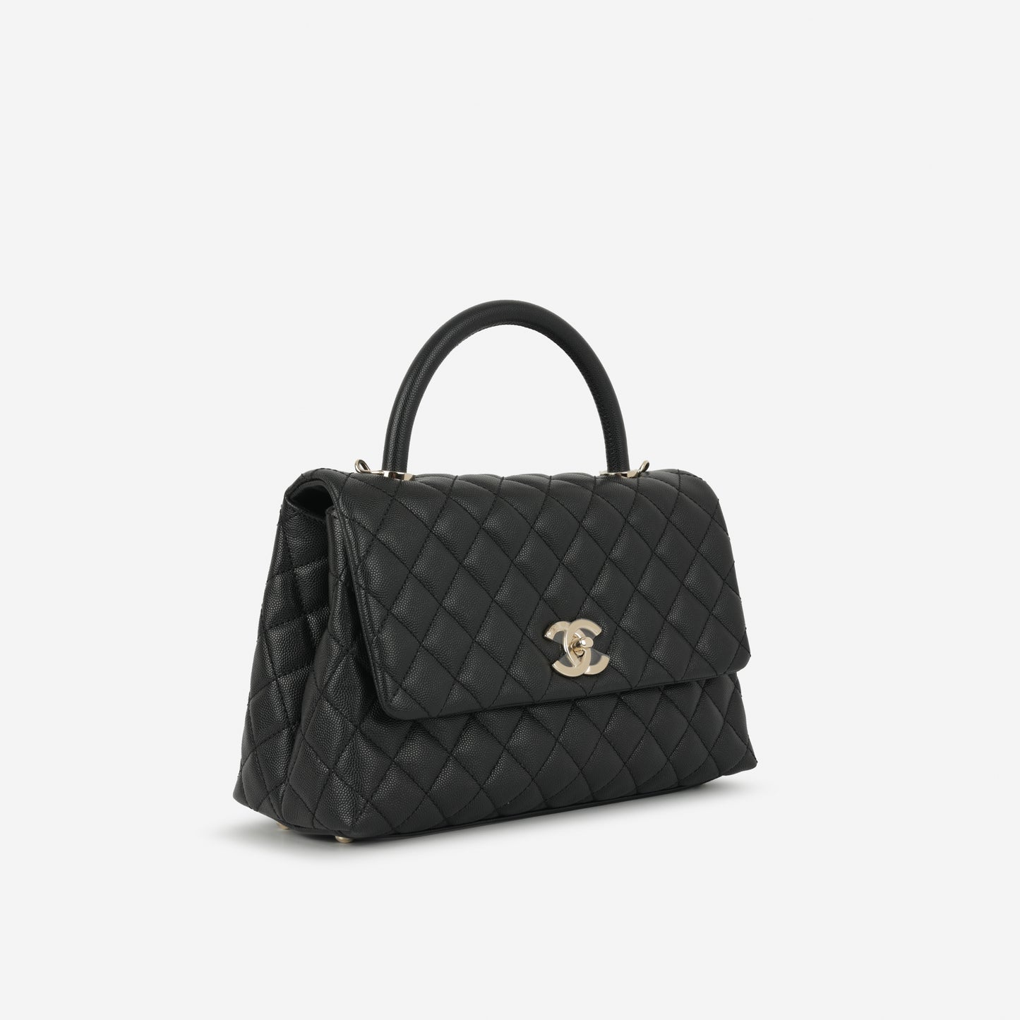 Chanel Medium Coco Handle - Black Caviar | Champagne Gold