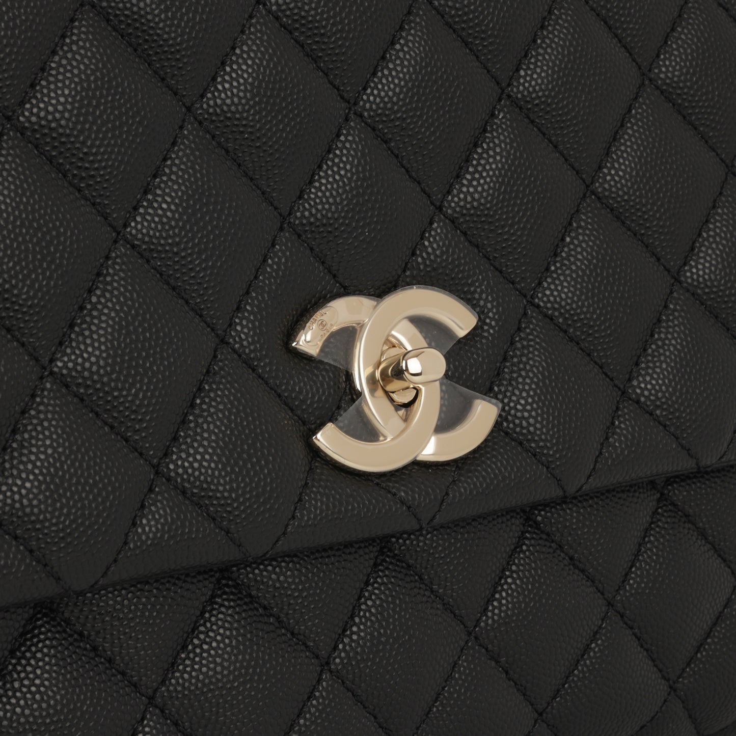 Chanel Medium Coco Handle - Black Caviar | Champagne Gold