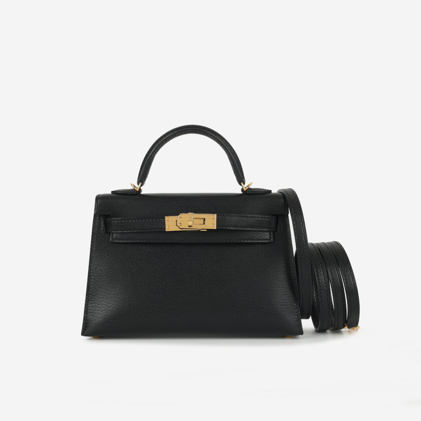 Hermès Mini Kelly 20 II - Noir Chevre Chamkila | Gold Hardware