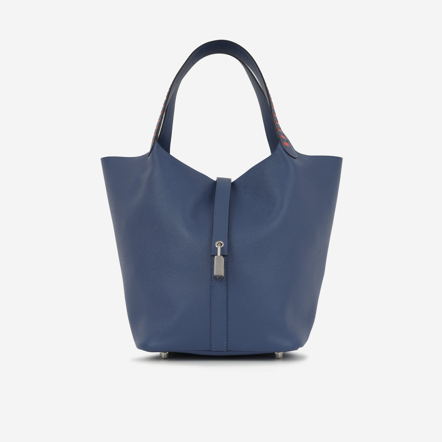 Hermès Picotin 22 Tressage De Cuir - Bleu Encre / Noir / Brique Epsom | Palladium Hardware