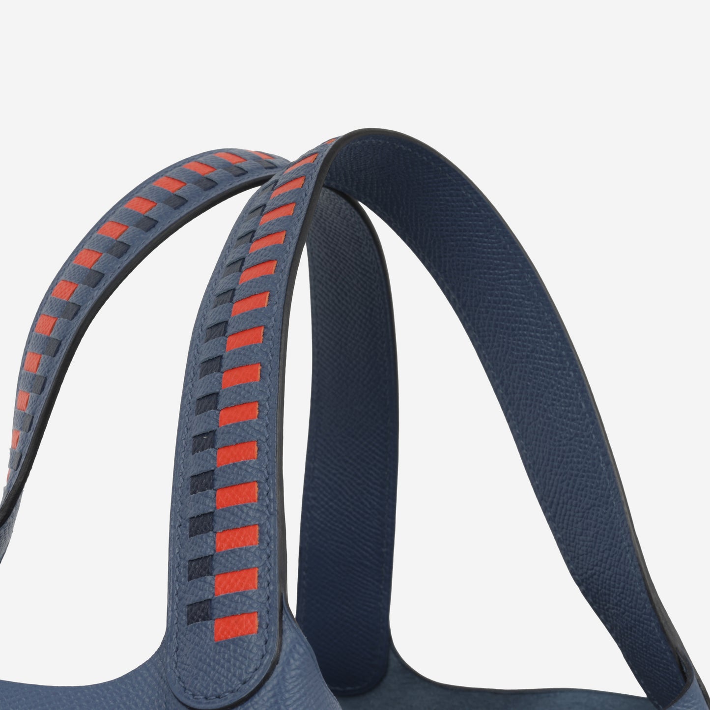 Hermès Picotin 22 Tressage De Cuir - Bleu Encre / Noir / Brique Epsom | Palladium Hardware