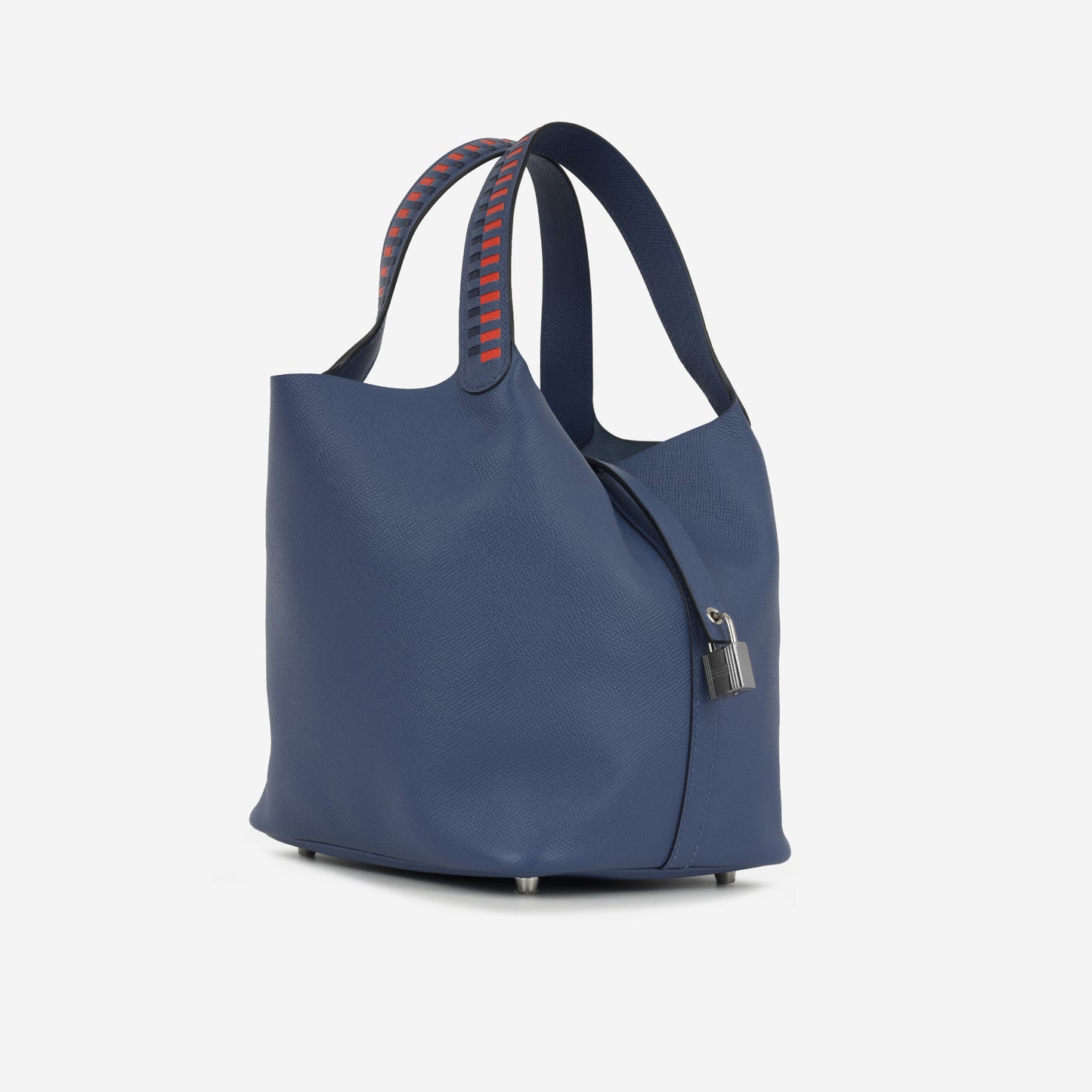 Hermès Picotin 22 Tressage De Cuir - Bleu Encre / Noir / Brique Epsom | Palladium Hardware