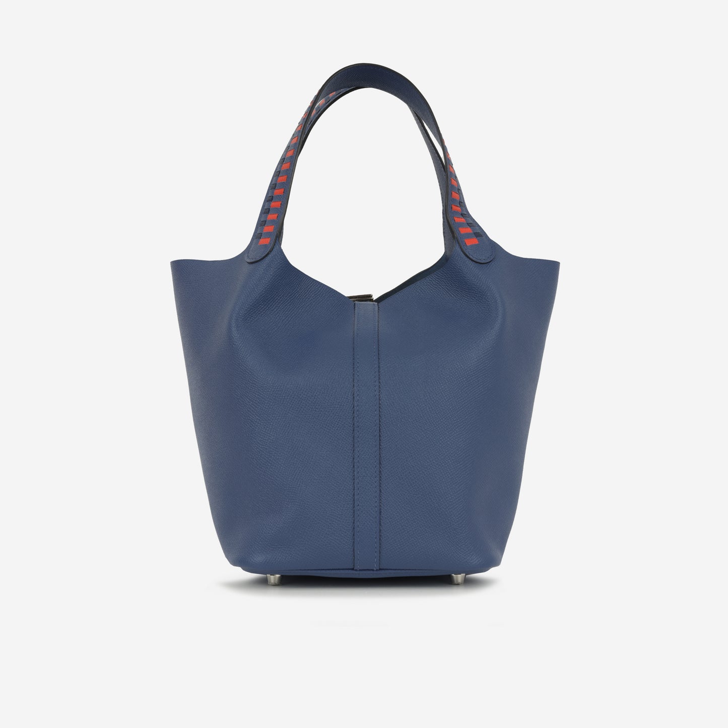 Hermès Picotin 22 Tressage De Cuir - Bleu Encre / Noir / Brique Epsom | Palladium Hardware