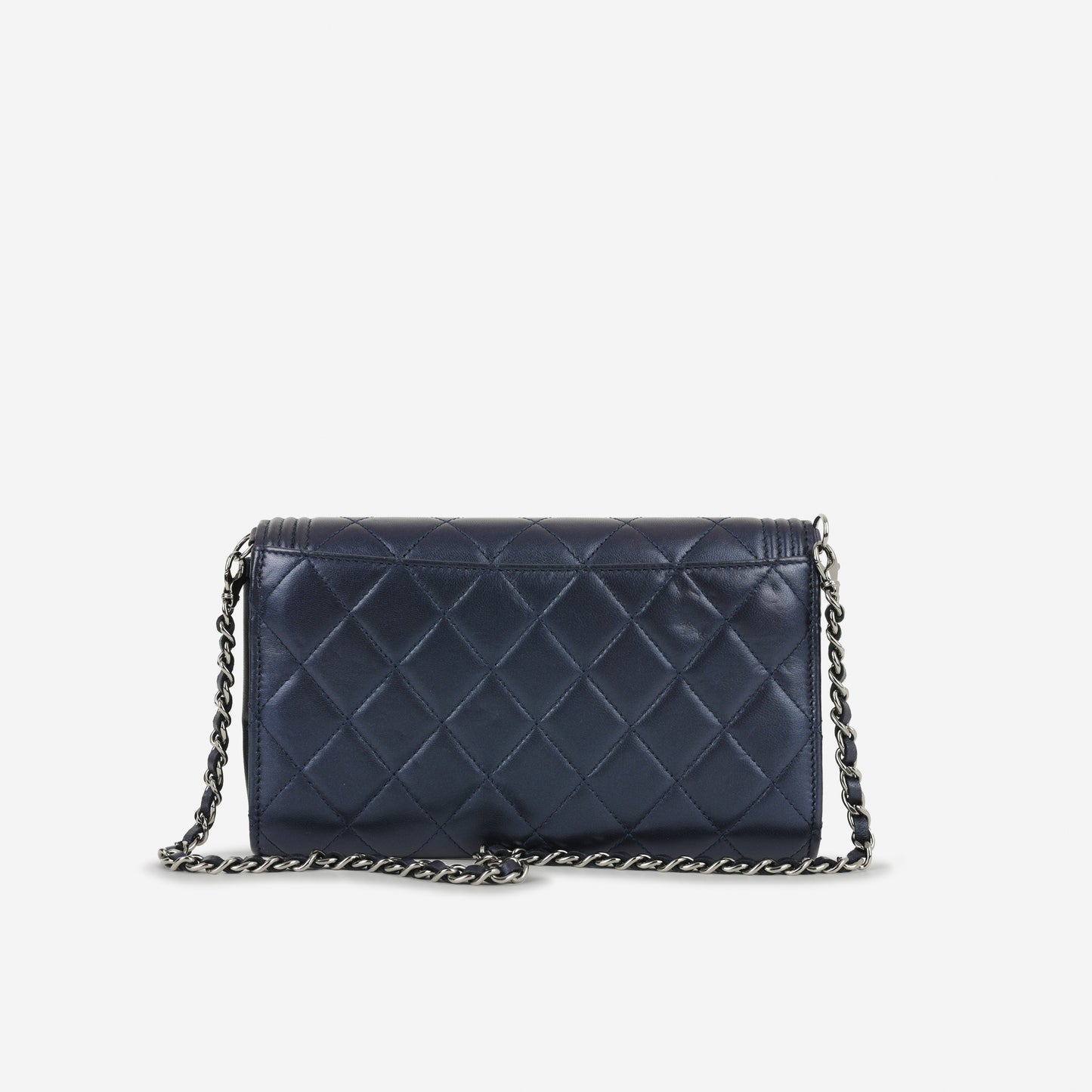 Chanel Shoulder Boy WOC - Navy Iridescent | Ruthenium Hardware
