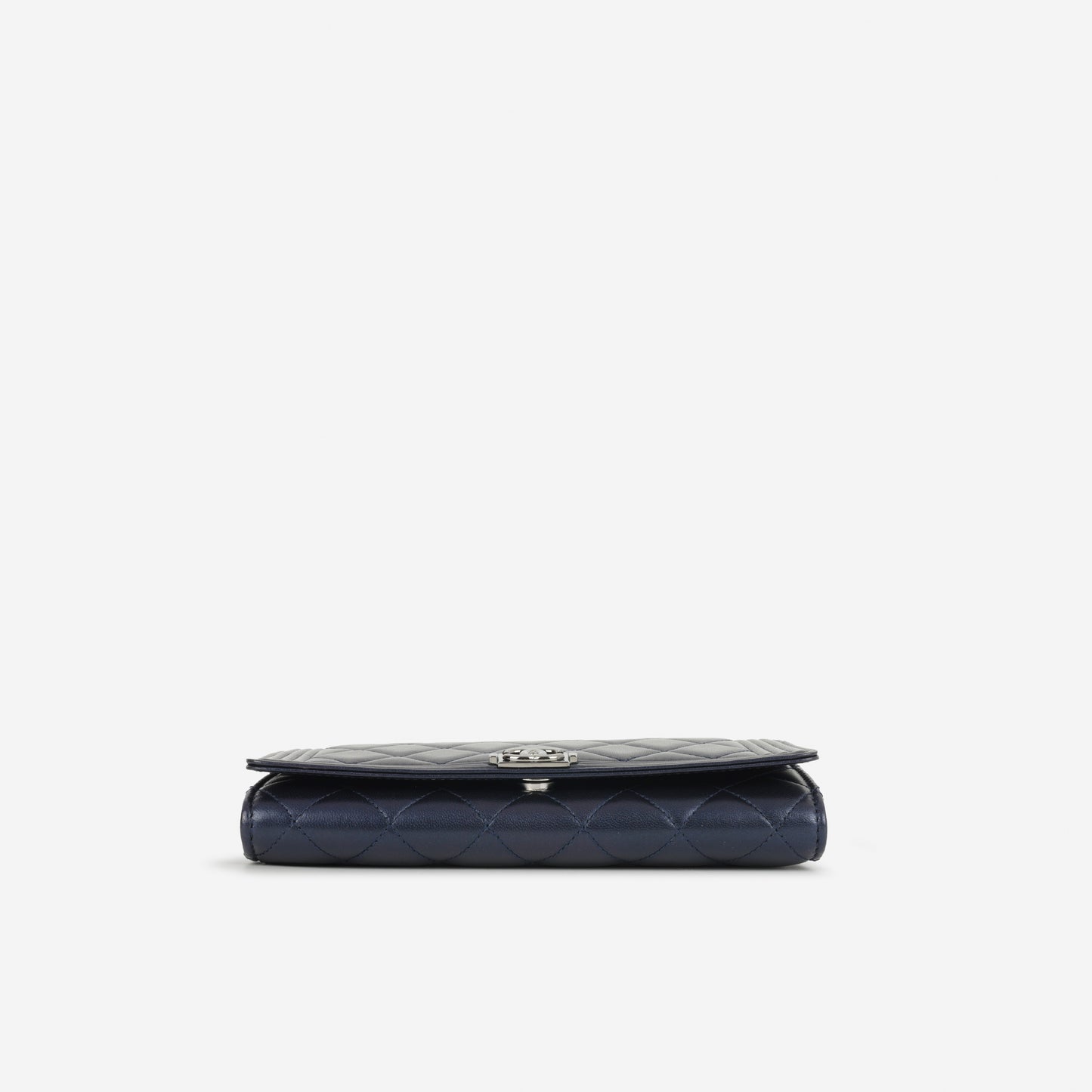 Chanel Shoulder Boy WOC - Navy Iridescent | Ruthenium Hardware