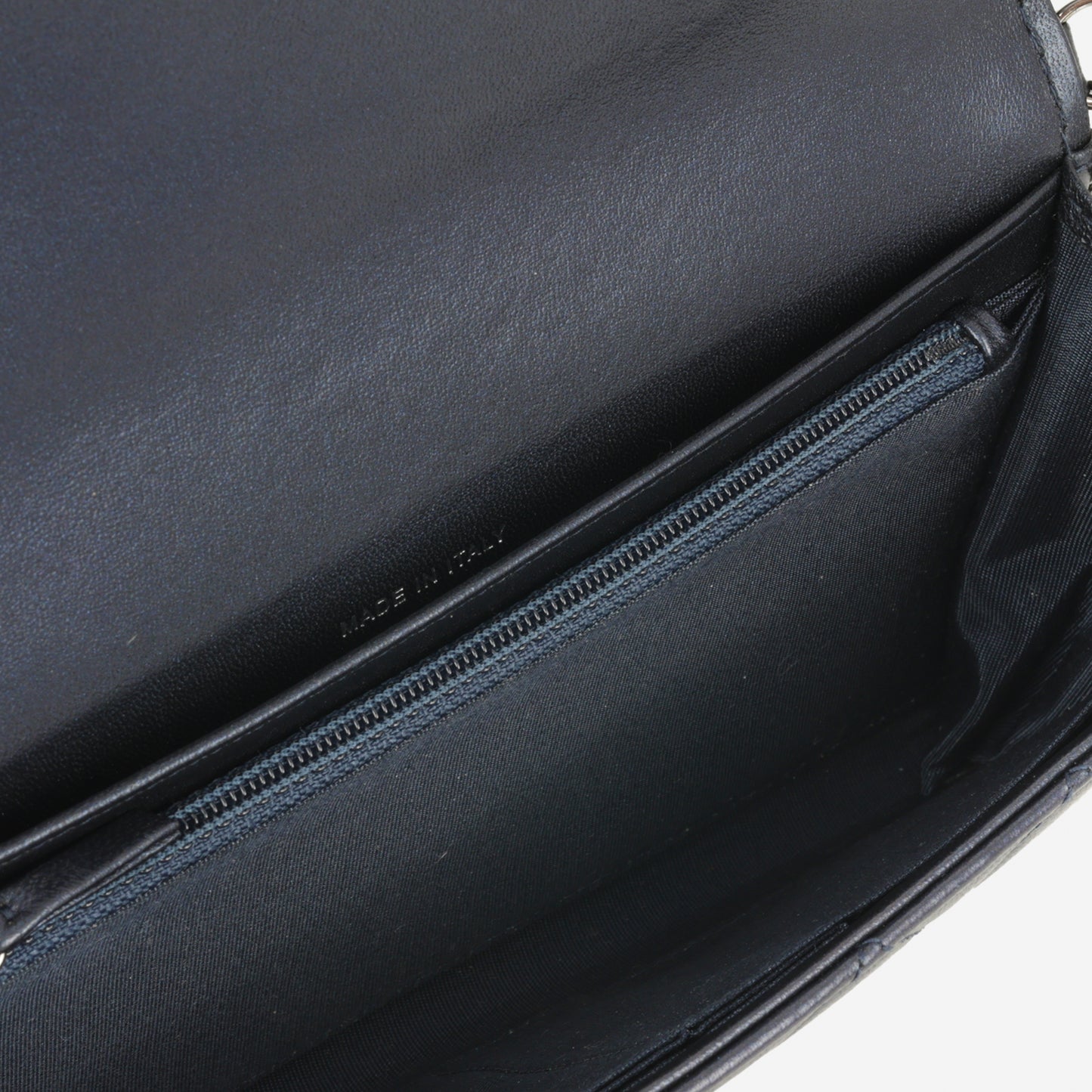 Chanel Shoulder Boy WOC - Navy Iridescent | Ruthenium Hardware