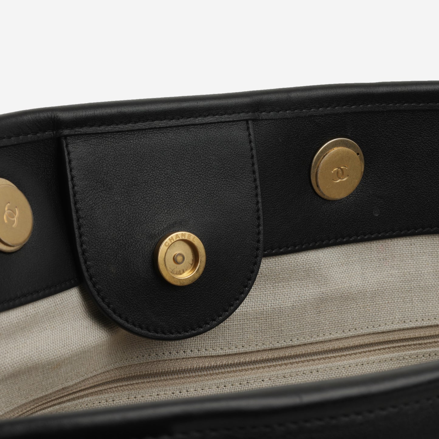 Chanel Large Deauville - Black Lambskin with Multicolor Logo | Antique Gold Hardware