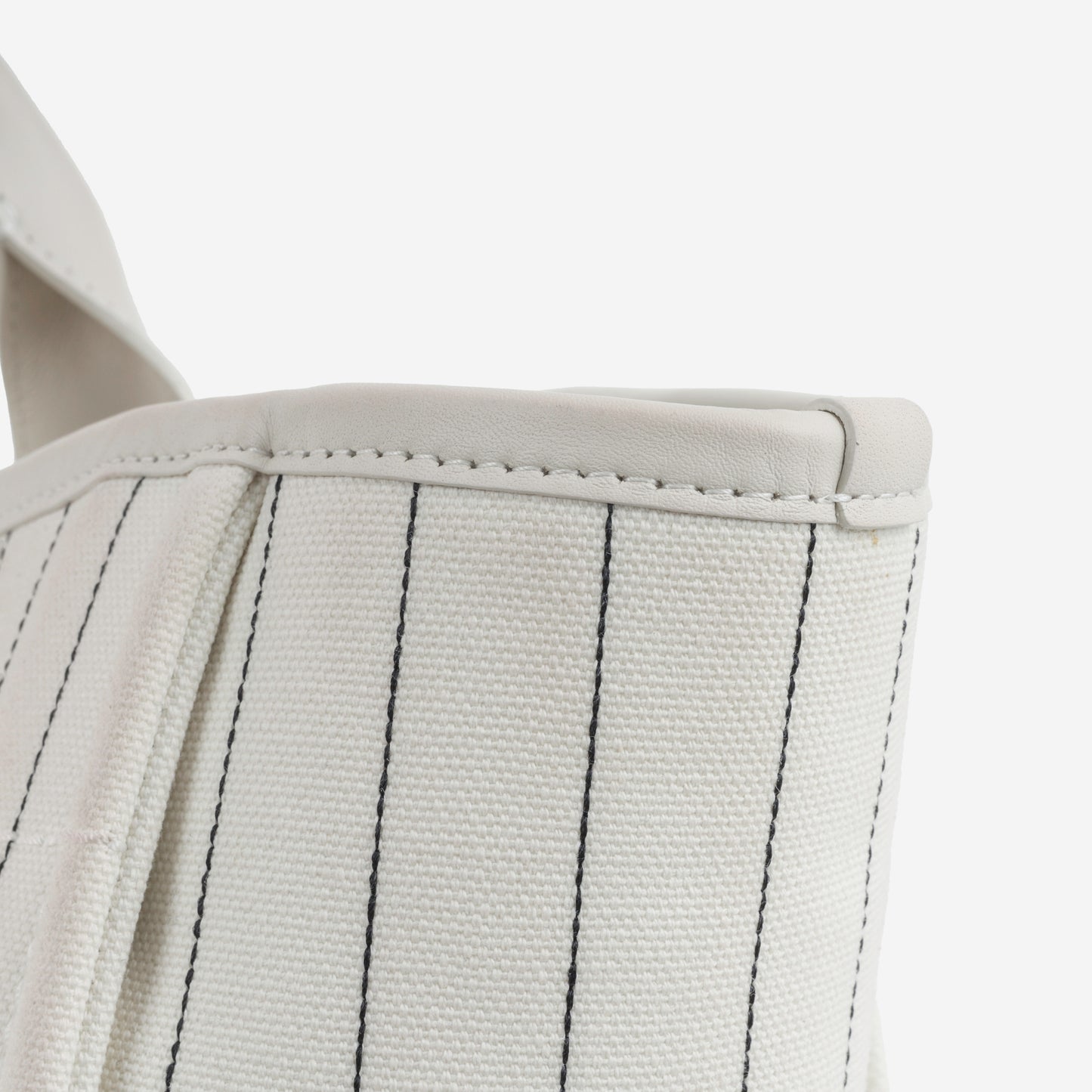 Chanel Large Deauville - White Canvas / Black Stripes | Silver Hardware