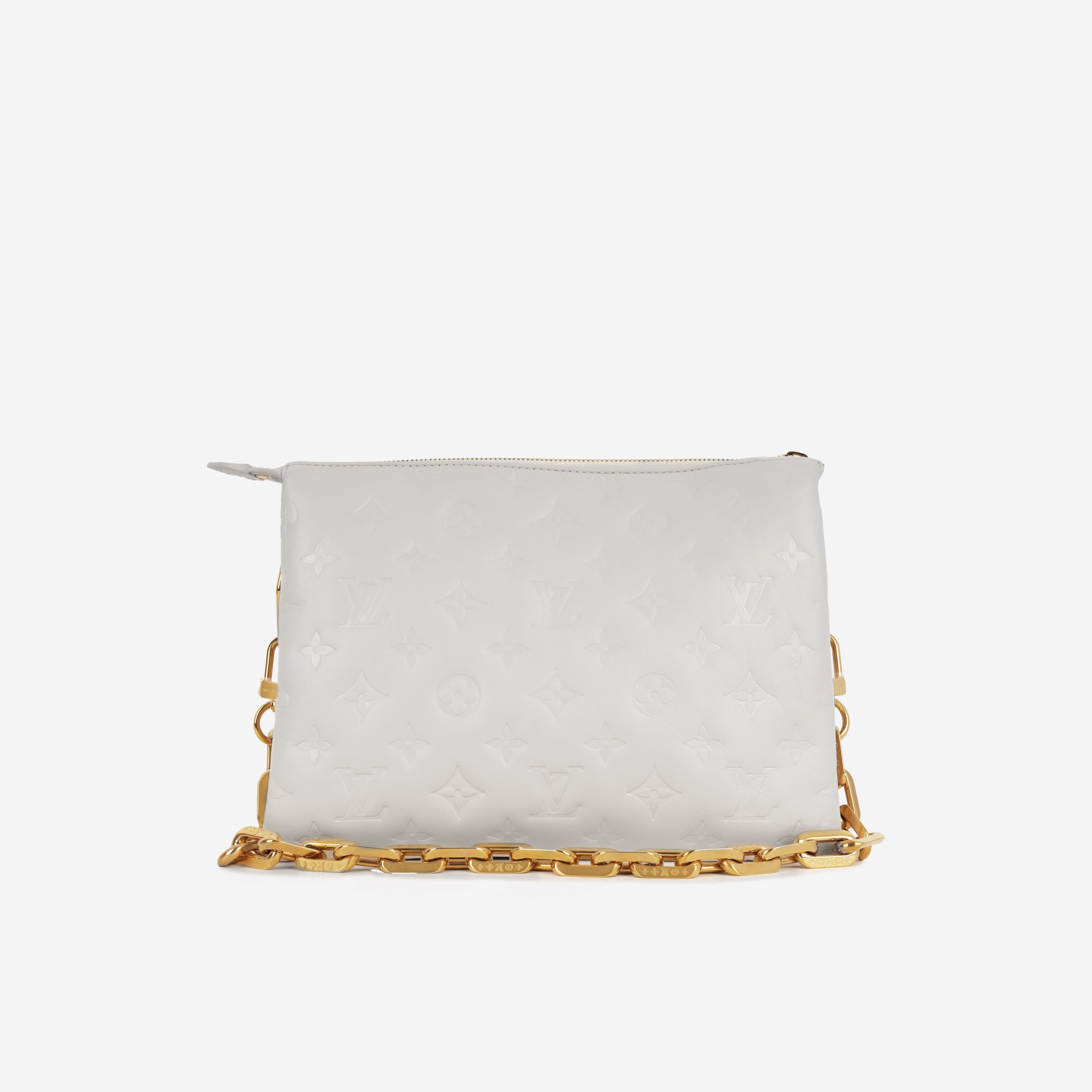 Louis Vuitton エンボス クッション クリーム色　クッサン Louis Vuitton - Coussin PM - White Empreinte GHW - Pre-Loved