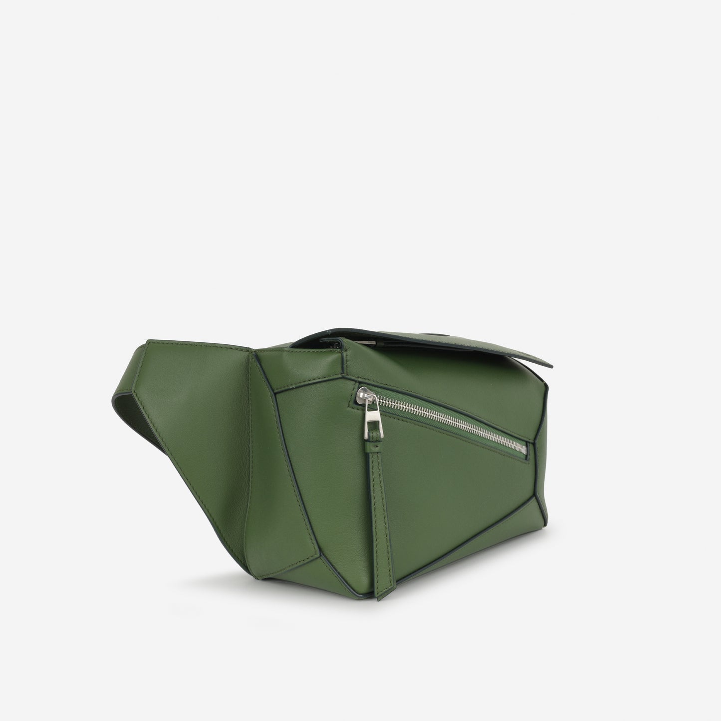 Loewe Puzzle Edge Bumbag - Green Calfskin | Silver Hardware