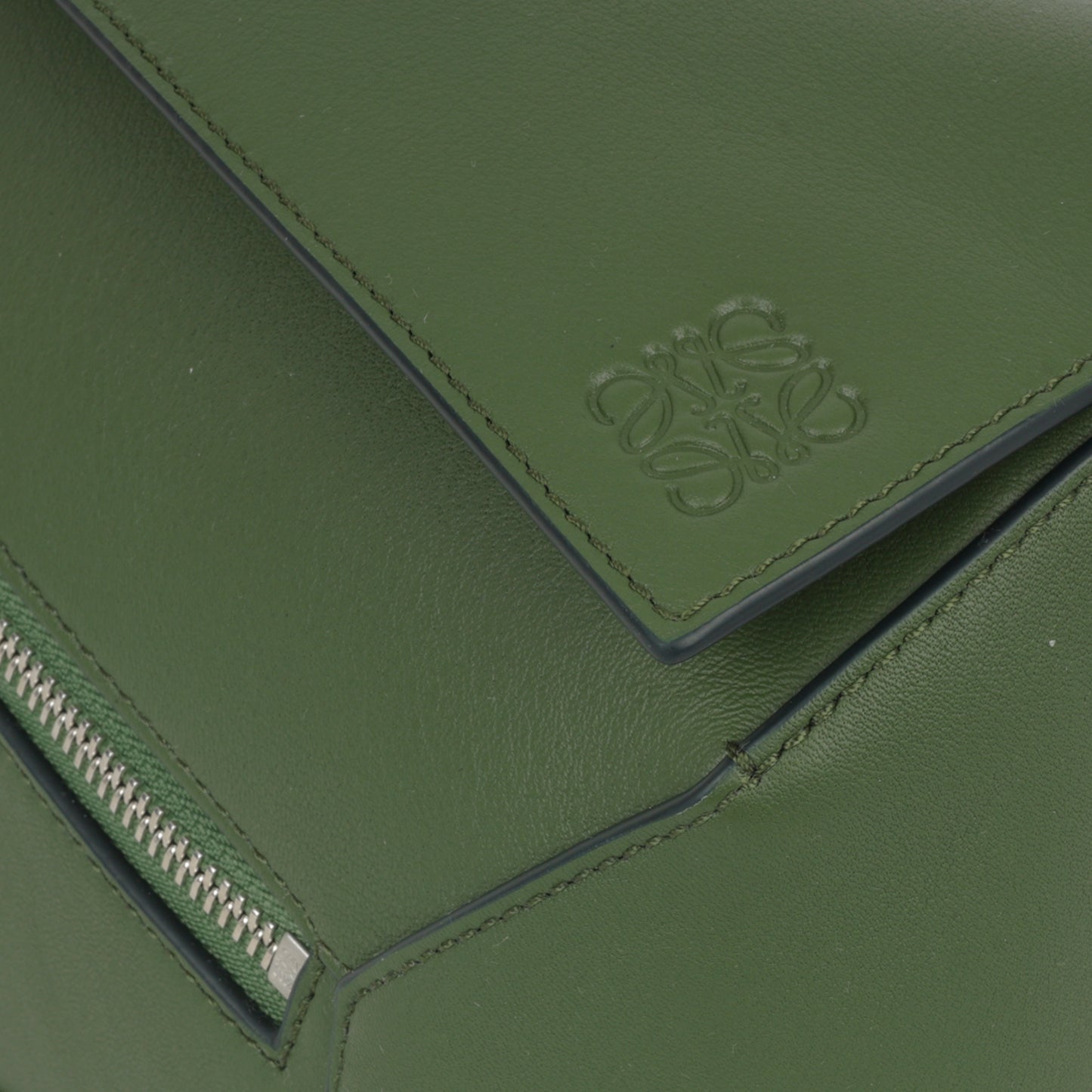Loewe Puzzle Edge Bumbag - Green Calfskin | Silver Hardware