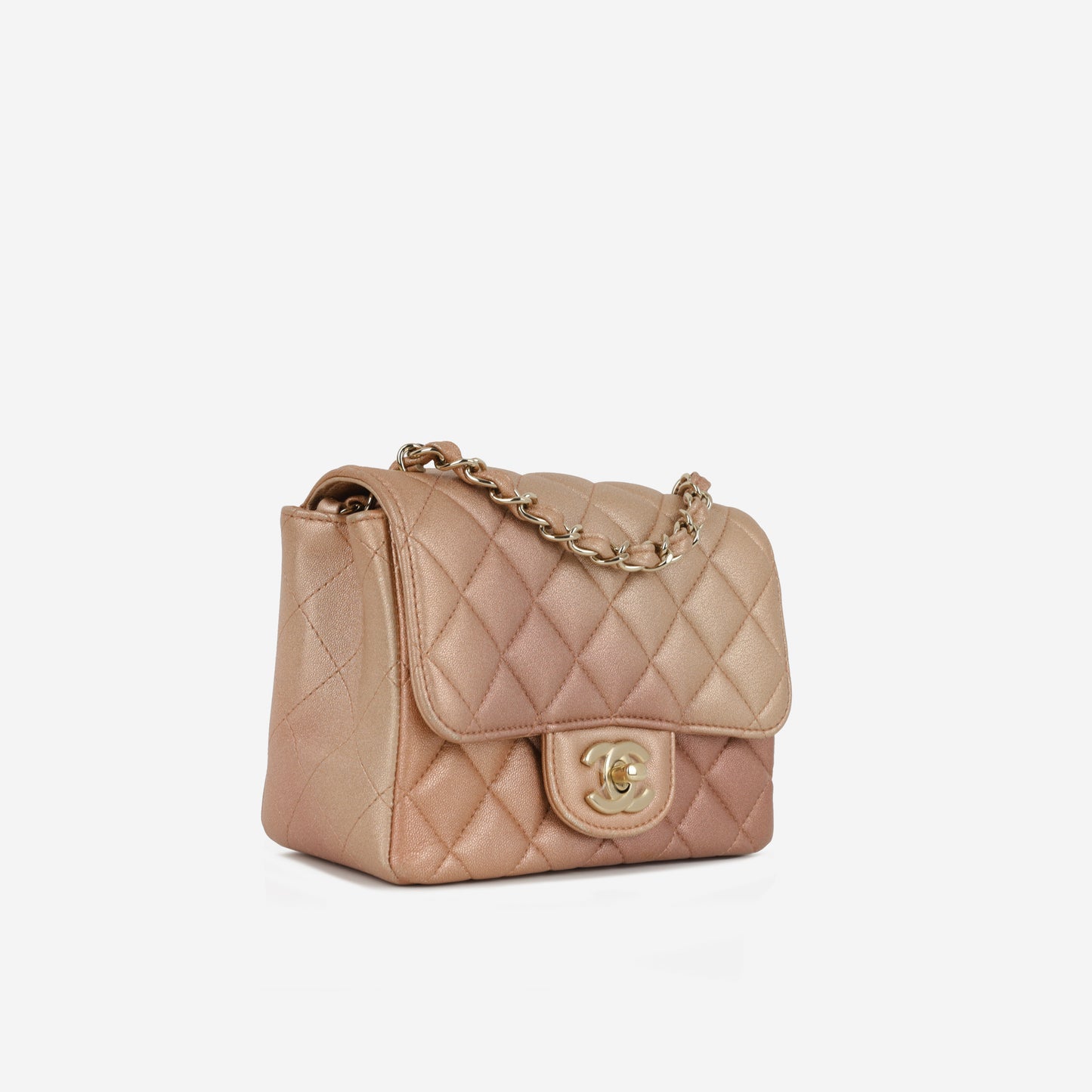 Chanel Mini Square Iridescent Pink Ombre | Gold Hardware