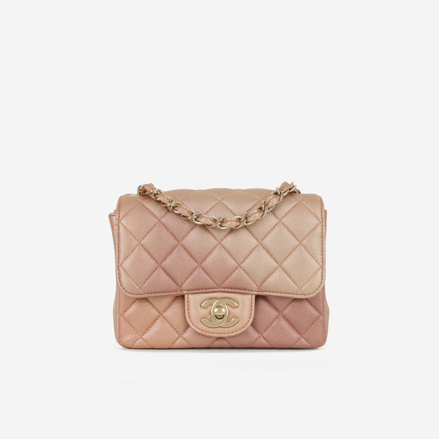 Chanel Mini Square Iridescent Pink Ombre | Gold Hardware
