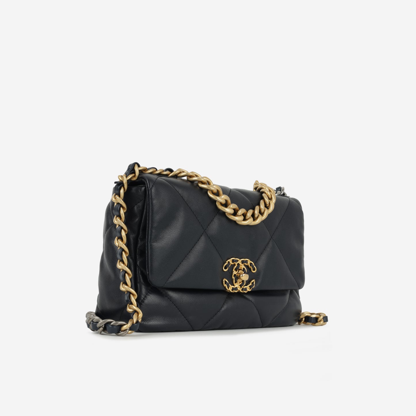 Chanel Small 19  Midnight Blue Lambskin | Gold & Silver Hardware