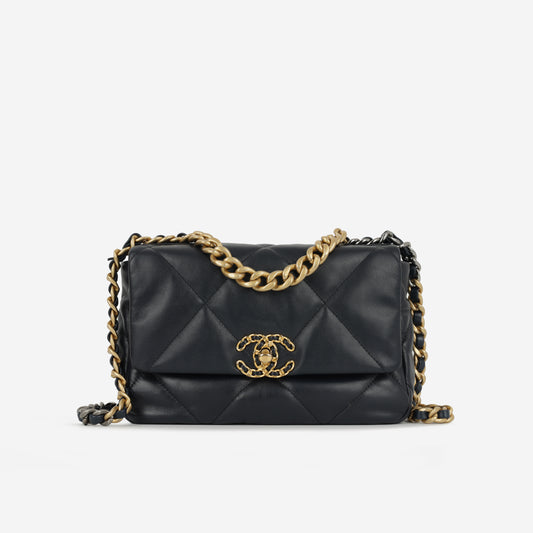 Chanel Small 19  Midnight Blue Lambskin | Gold & Silver Hardware