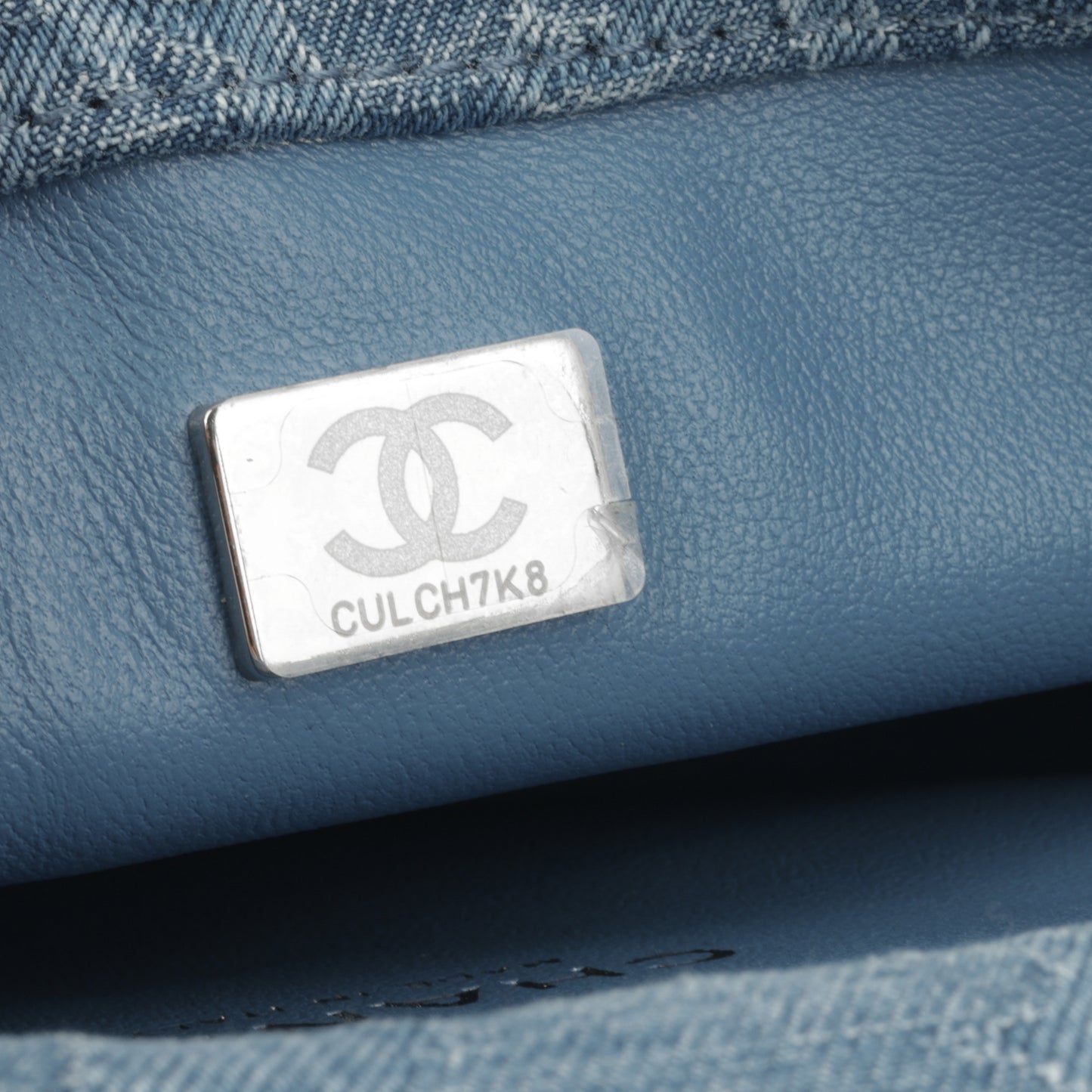 Chanel Square Camellia Heart Crush - Blue Embroidered Denim | Silver Hardware