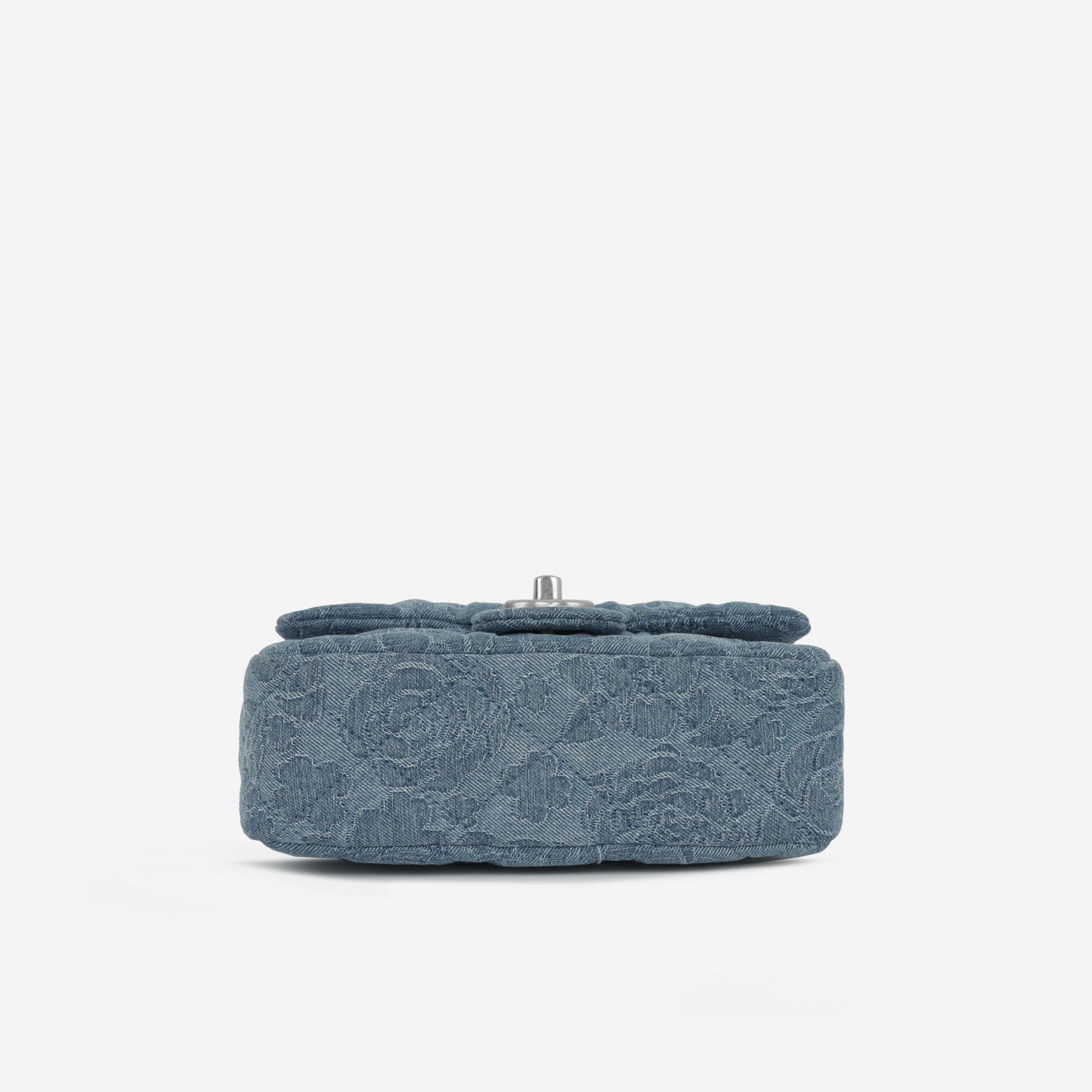 Chanel Square Camellia Heart Crush - Blue Embroidered Denim | Silver Hardware