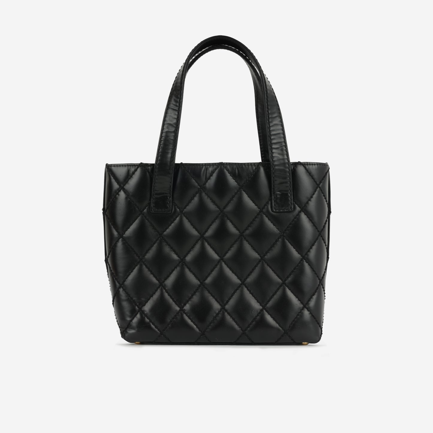 Chanel Small Surpique Stitch Tote | Black Calfskin