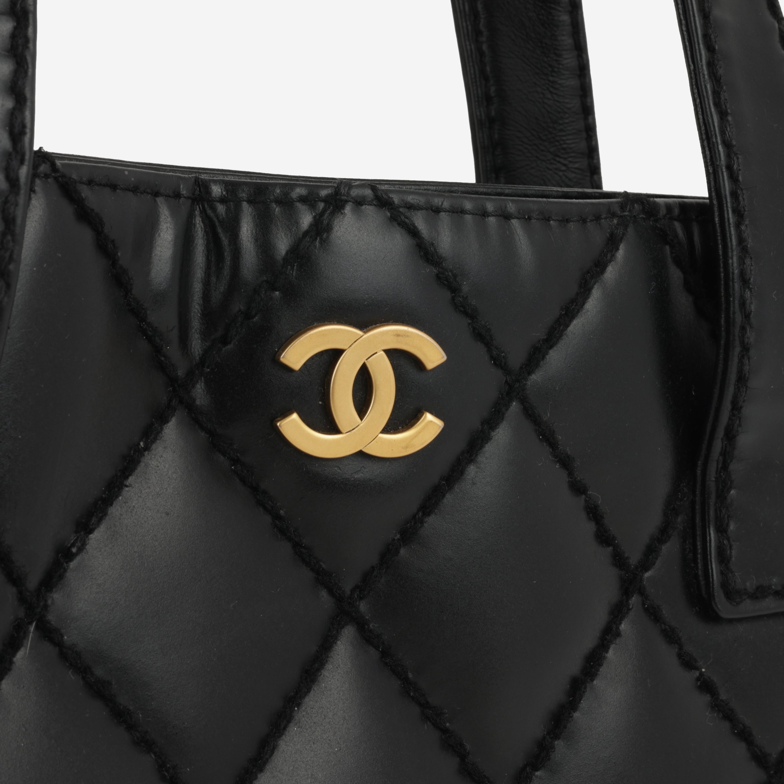 Chanel Small Surpique Stitch Tote - Black Calfskin | Pre-Loved