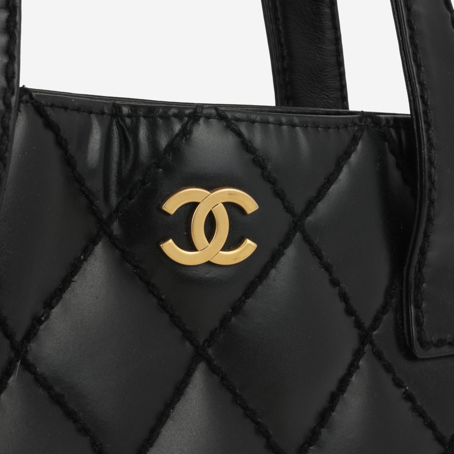 Chanel Small Surpique Stitch Tote | Black Calfskin