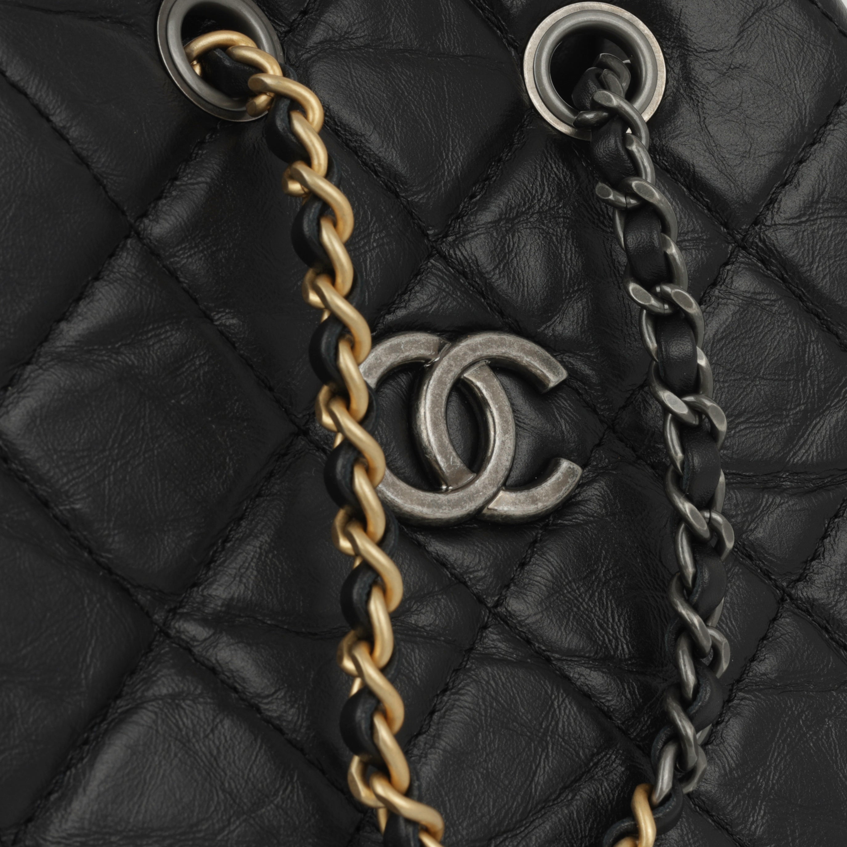 Chanel Small Gabrielle Backpack - Black Crumped Calfskin MHW - Pre